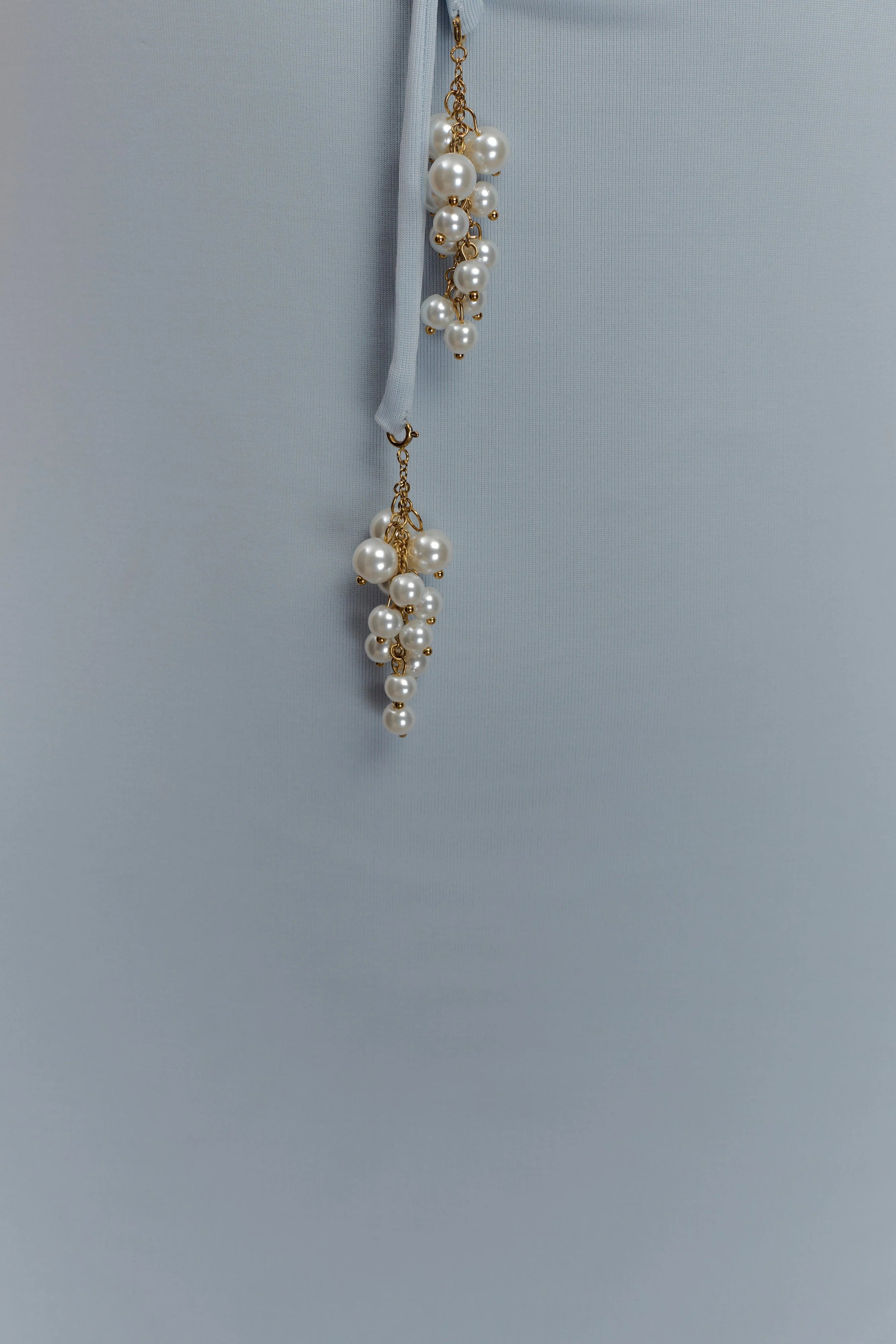 Beryl Slinky Maxi Dress With Pearls - Pale Blue