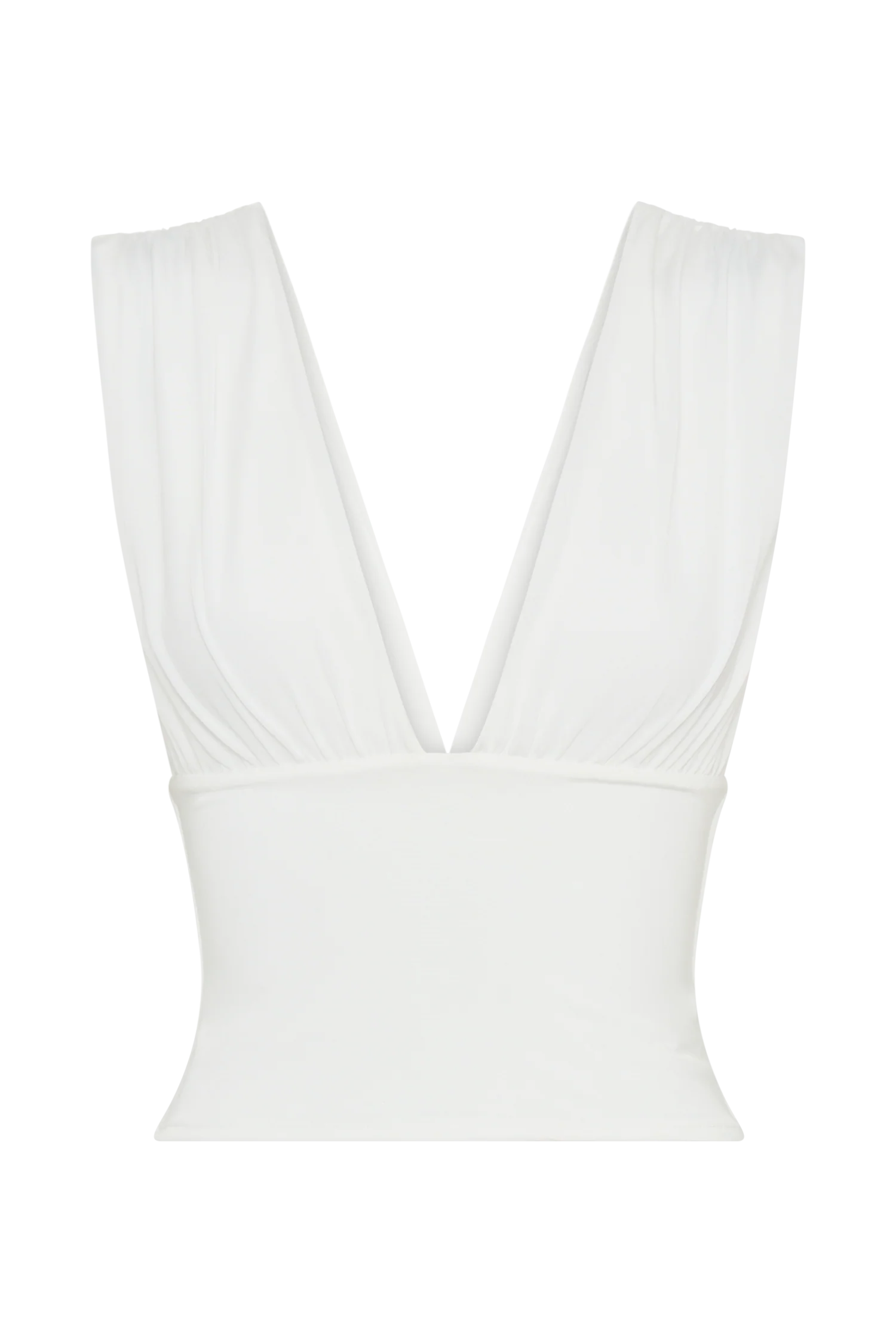 Kerrigan Slinky Ruched Sleeveless Top - White