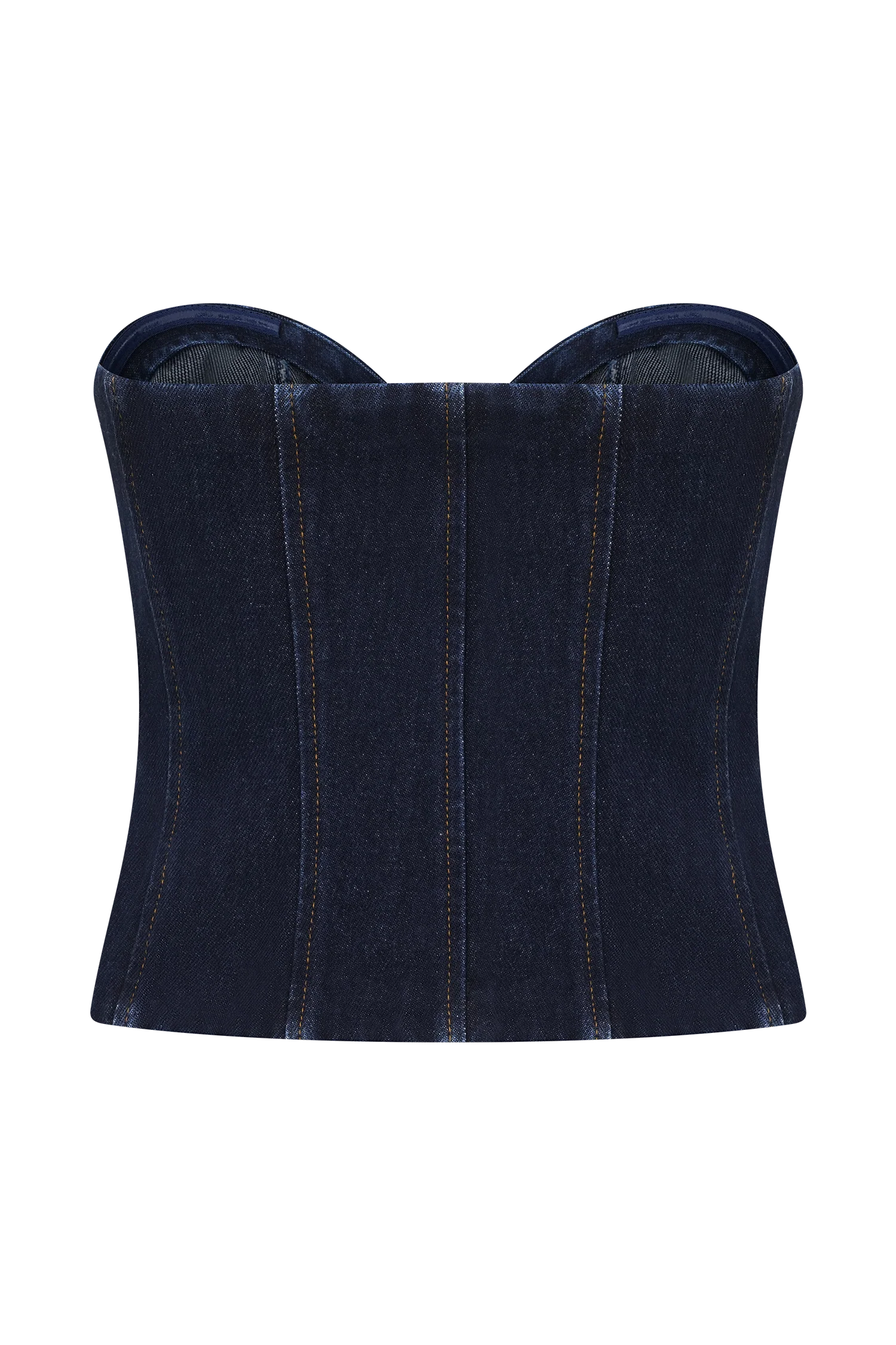 Tully Strapless Topstitch Denim Top - Indigo Blue