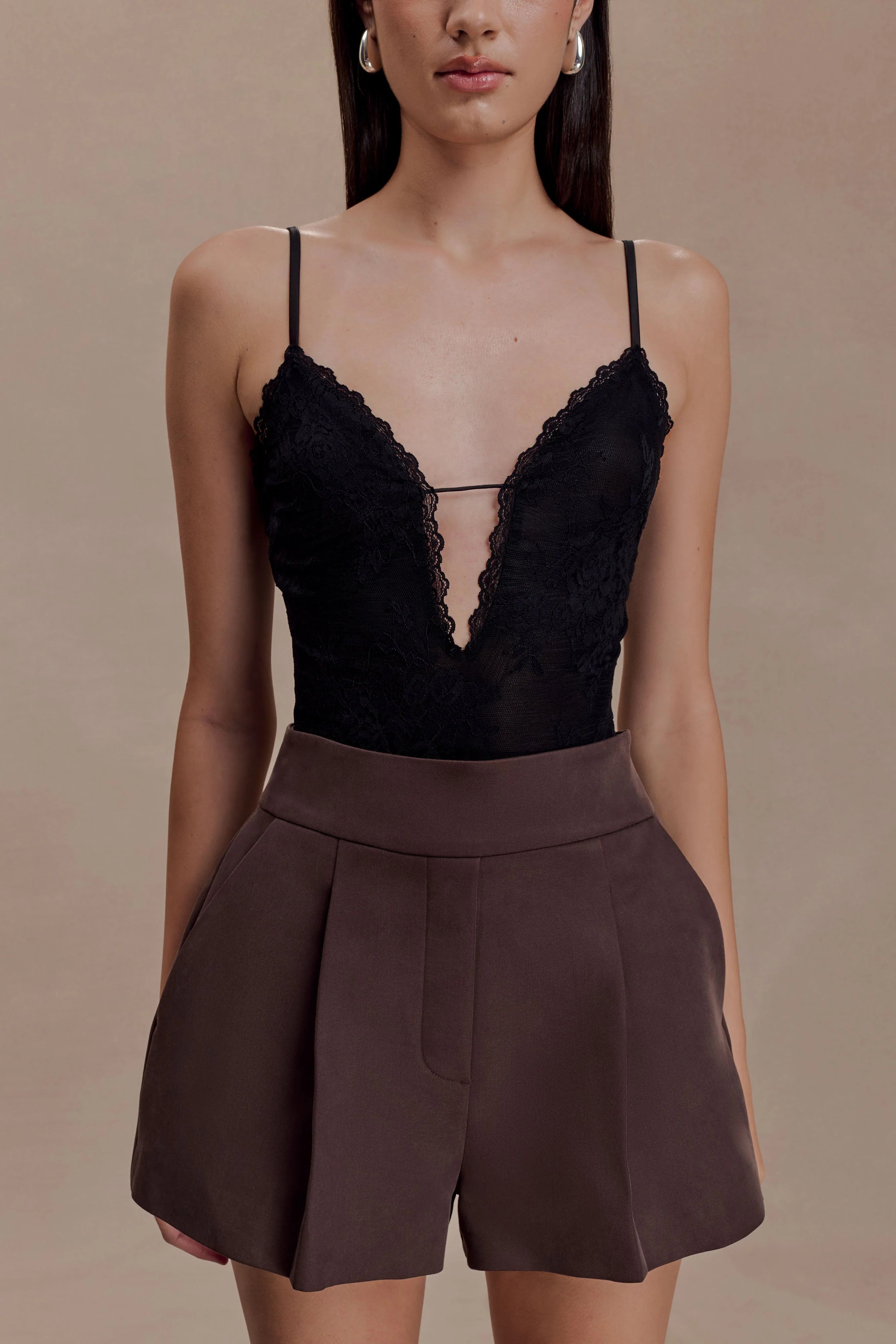 Jasper Plunge Lace Bodysuit - Black