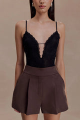 Jasper Plunge Lace Bodysuit - Black
