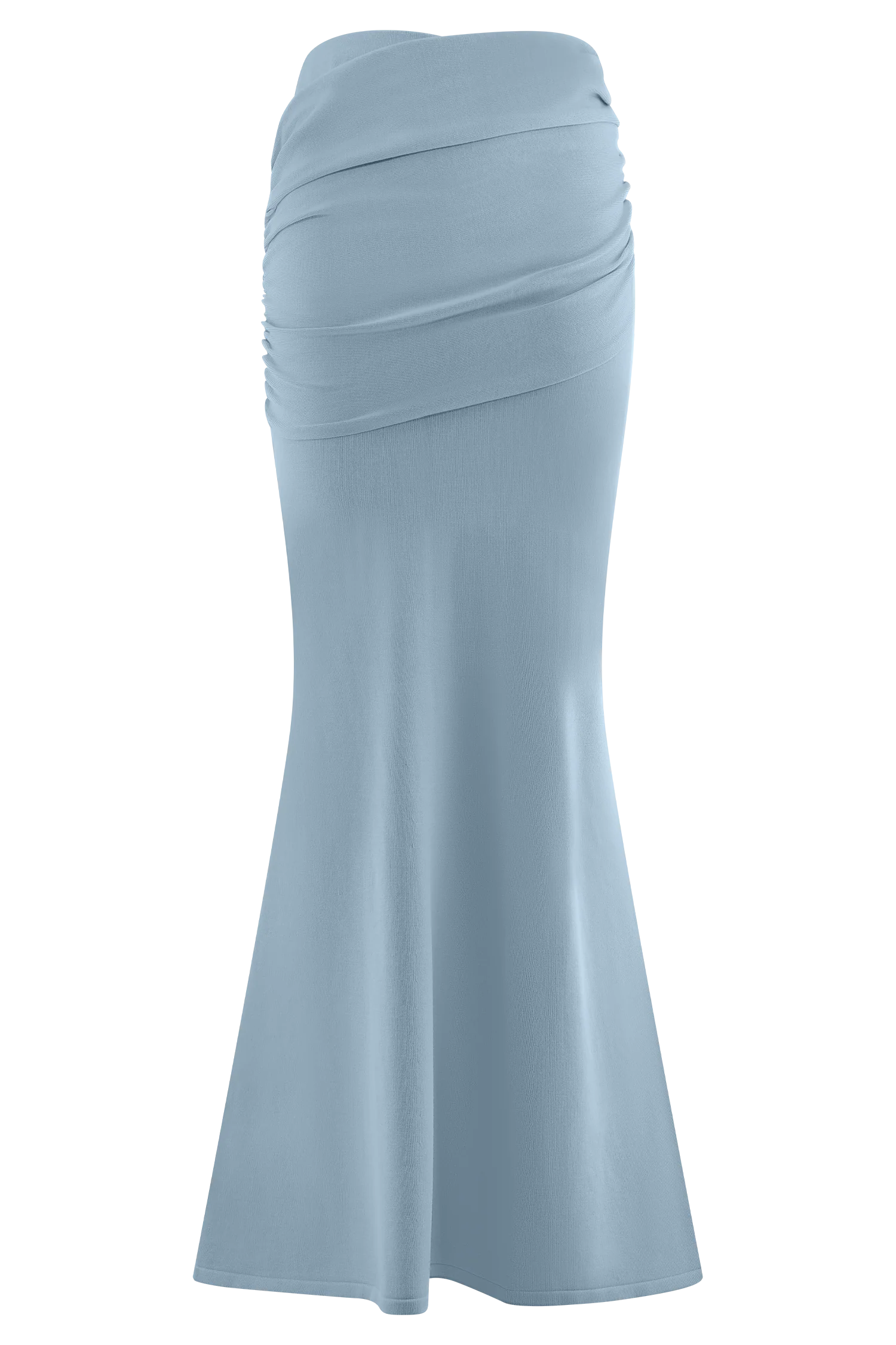 Irene Gathered Knit Maxi Skirt - Blue