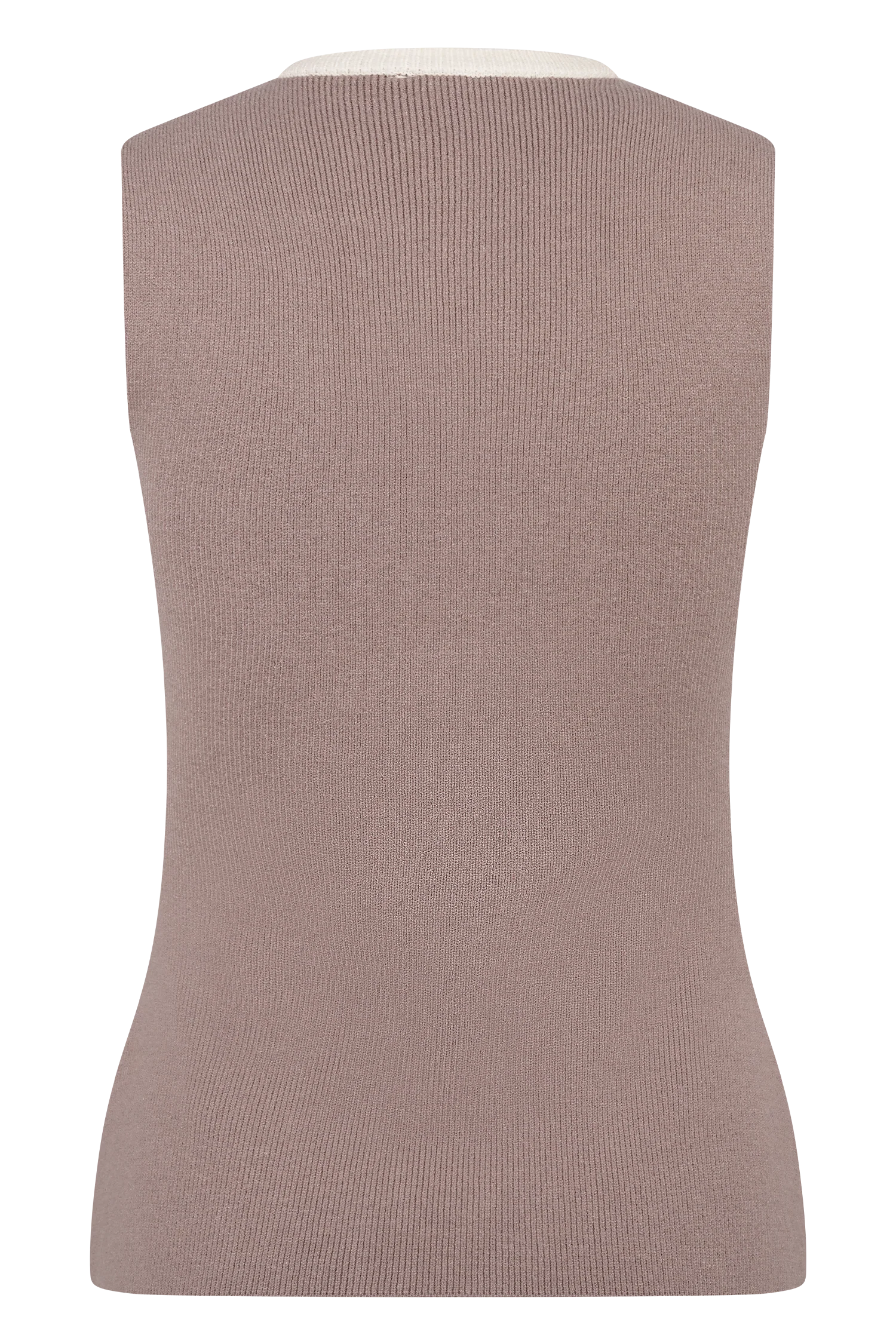 Julianne Contrast Knit Top - Pebble/Ivory