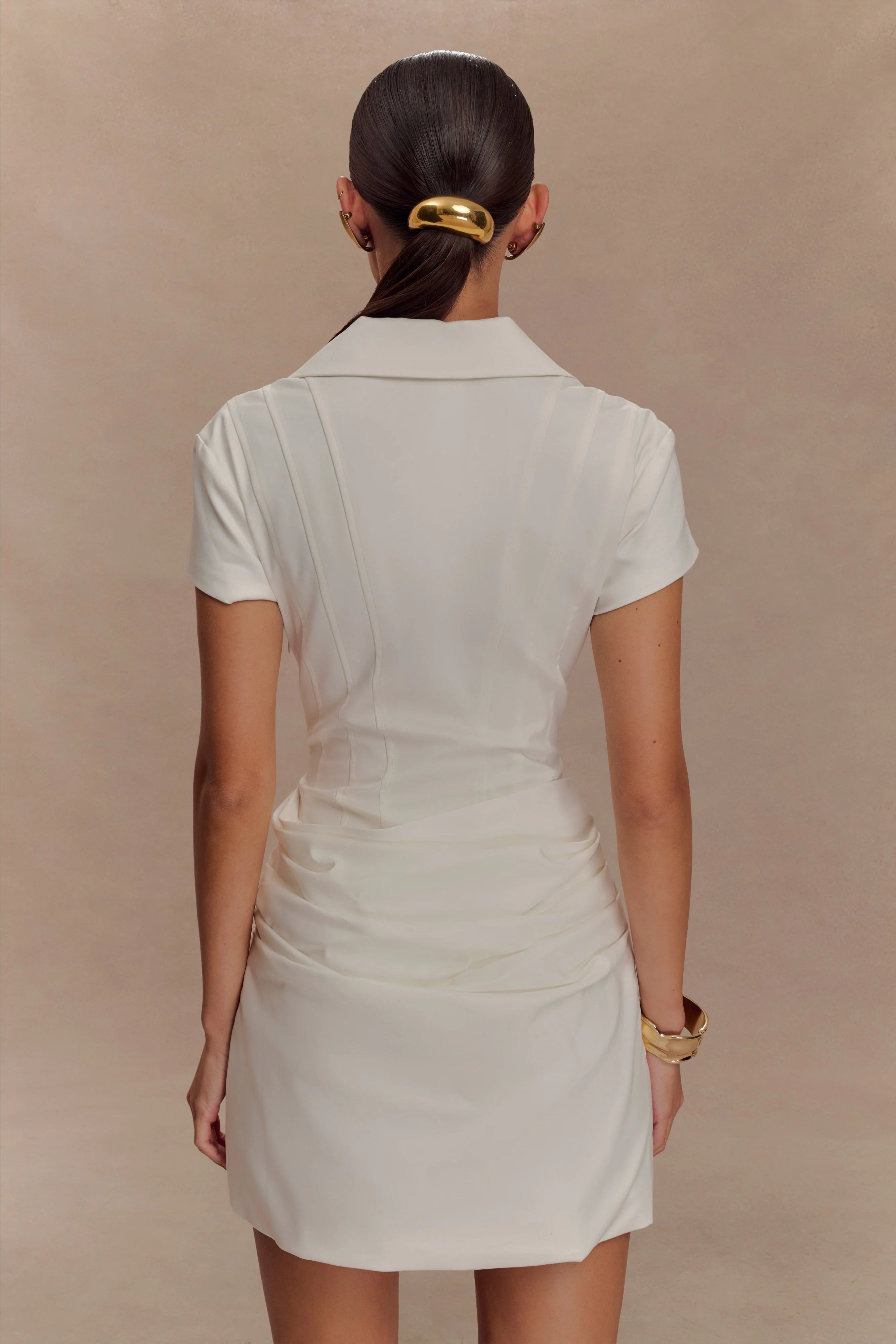 Tarryn Collared Cotton Mini Dress - White