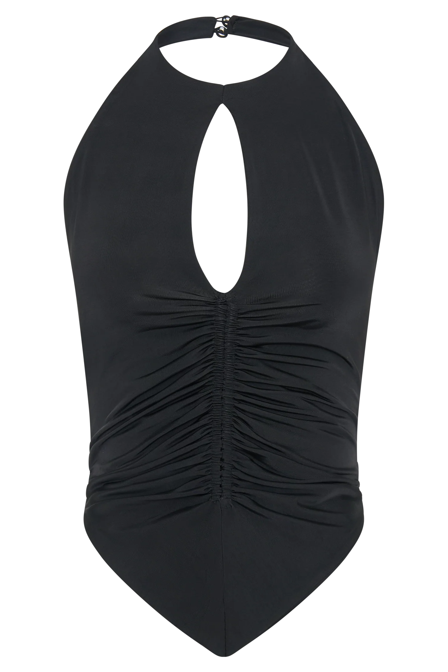 Linda Slinky Ruched Halter Top - Black