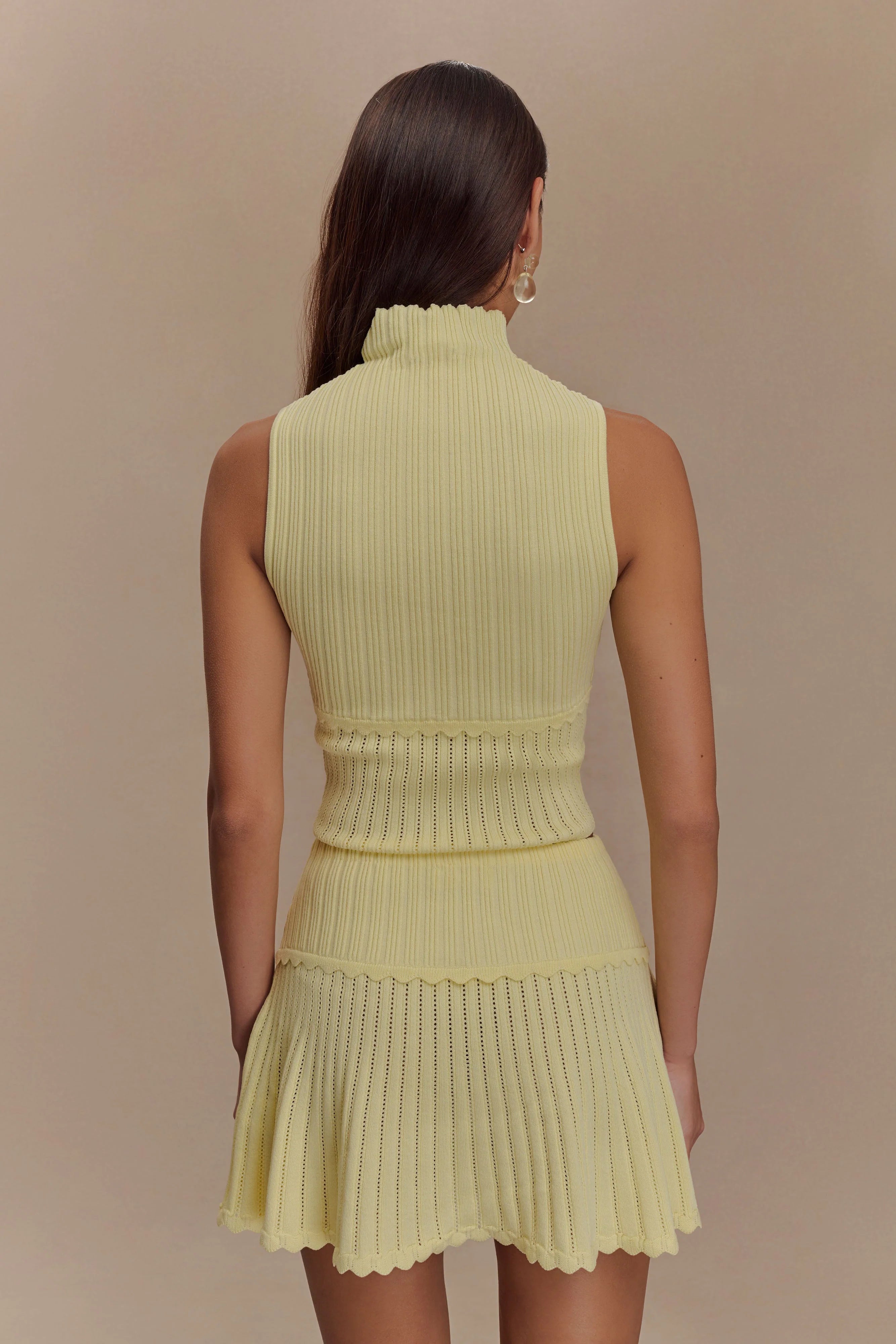 Indy Pointelle Knit Mini Skirt - Lemon