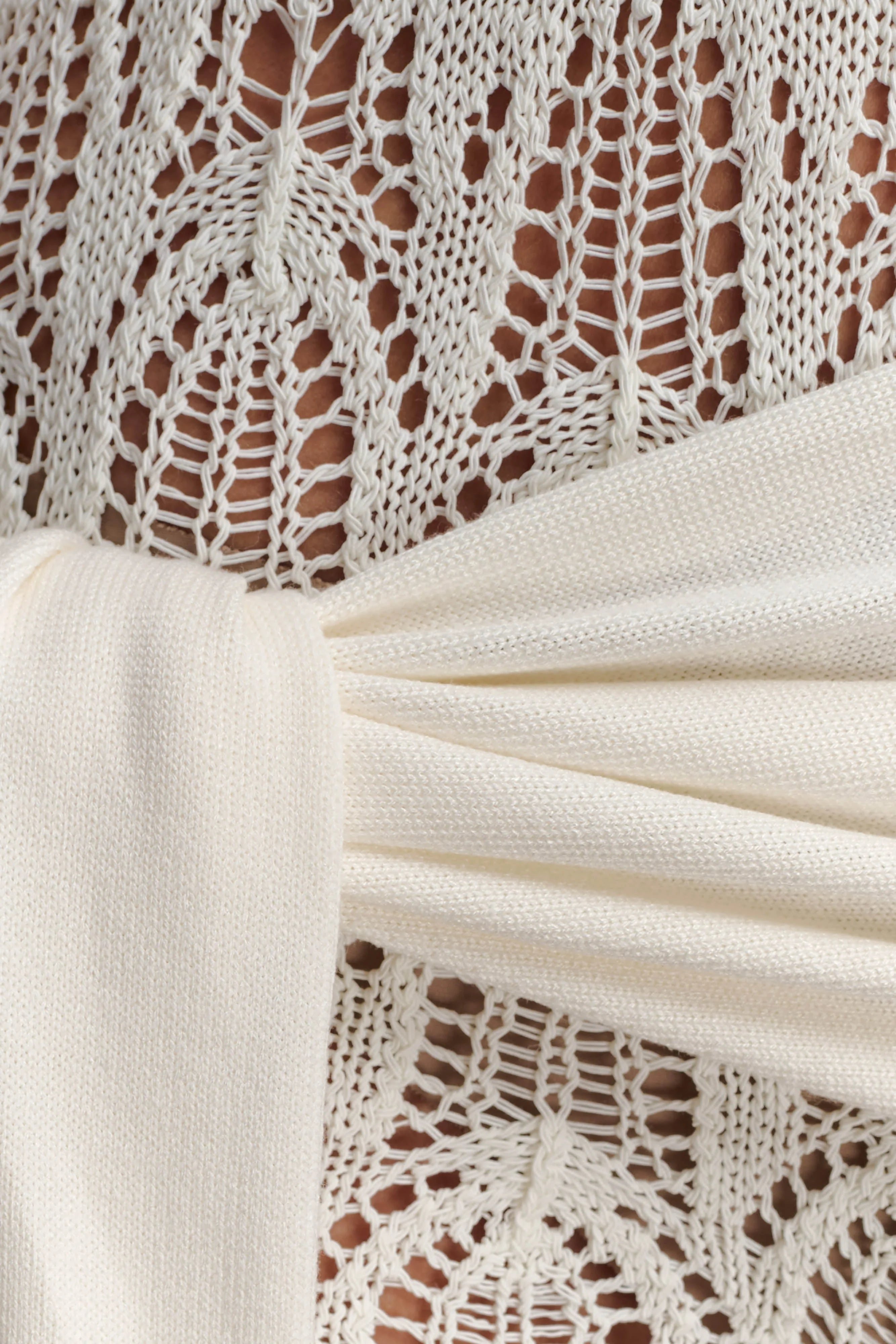 Liora Crochet Shorts With Knit Overlay - Ivory
