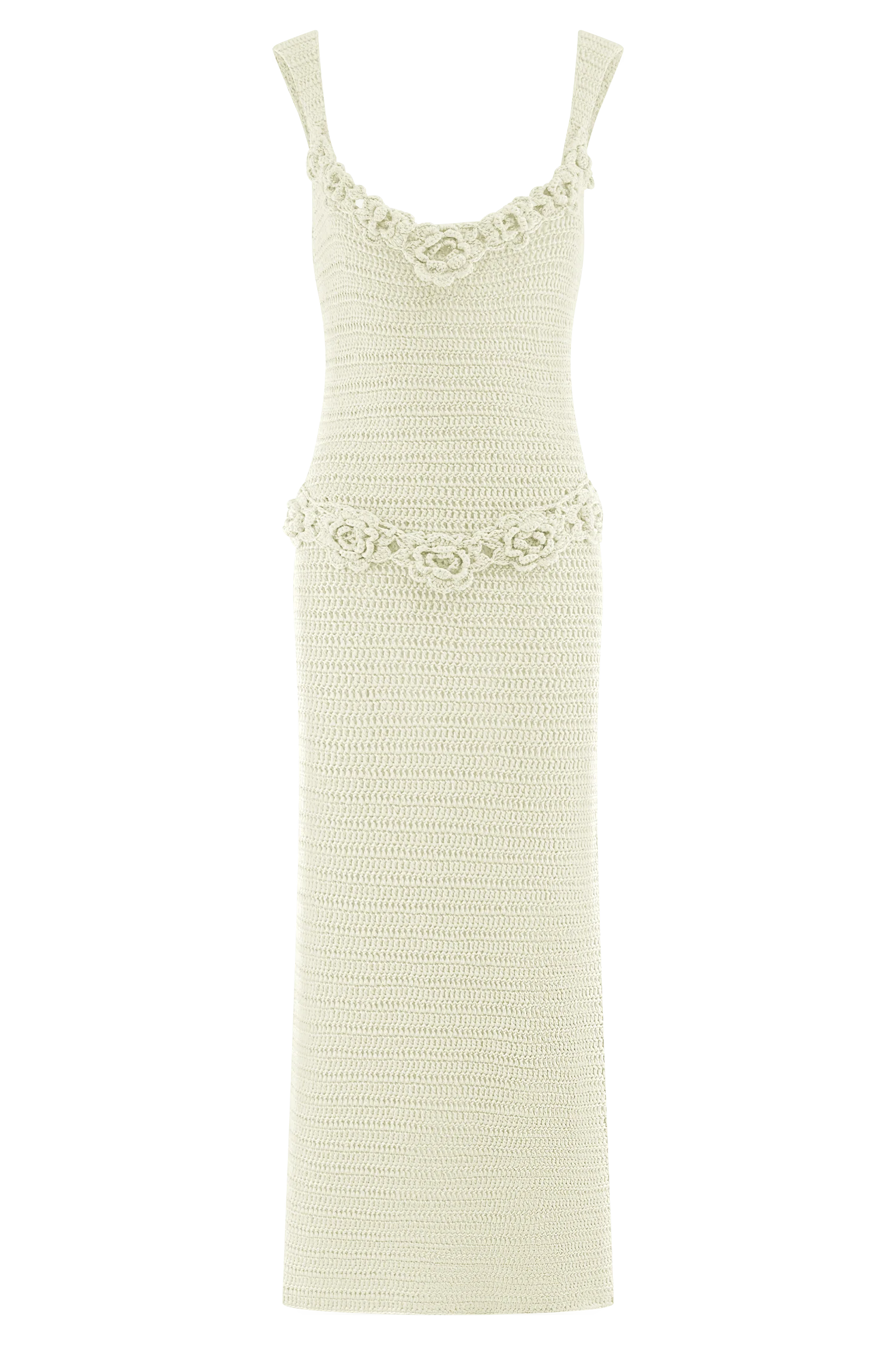 Teagan Floral Hand Crochet Midi Dress - Ivory