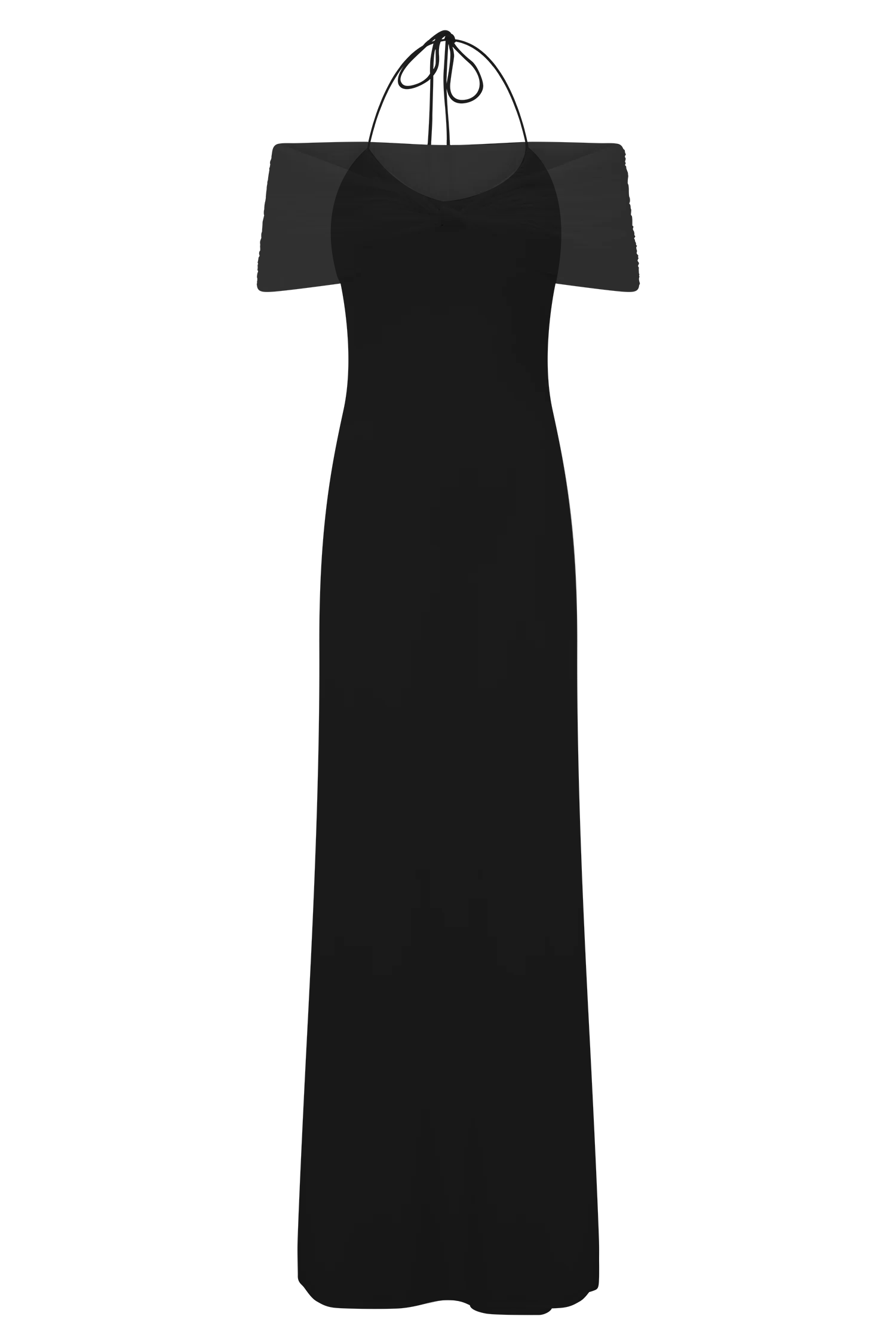 Bernadina Mesh And Slinky Halter Maxi Dress - Black