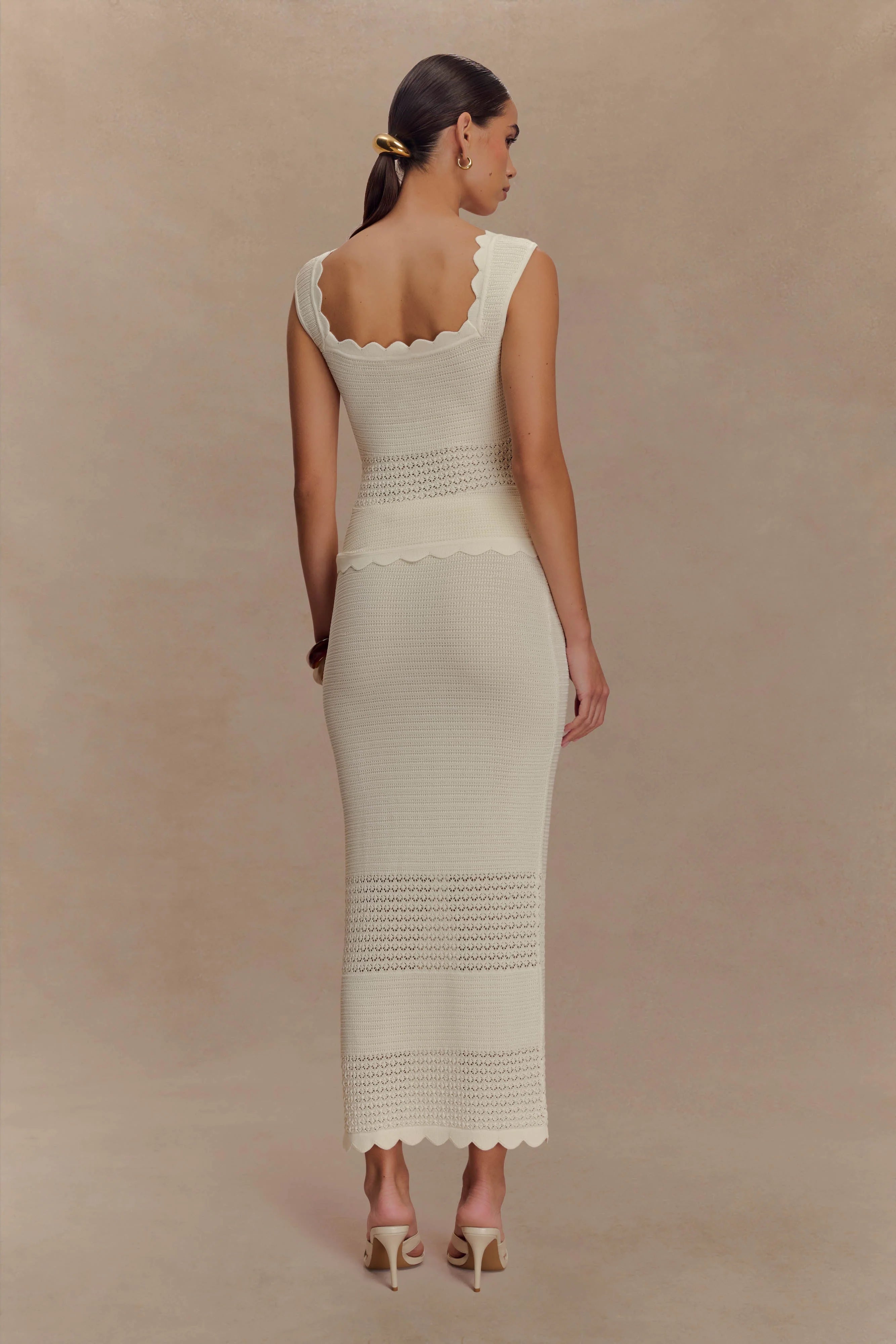 Madeline Scallop Knit Top - Ivory