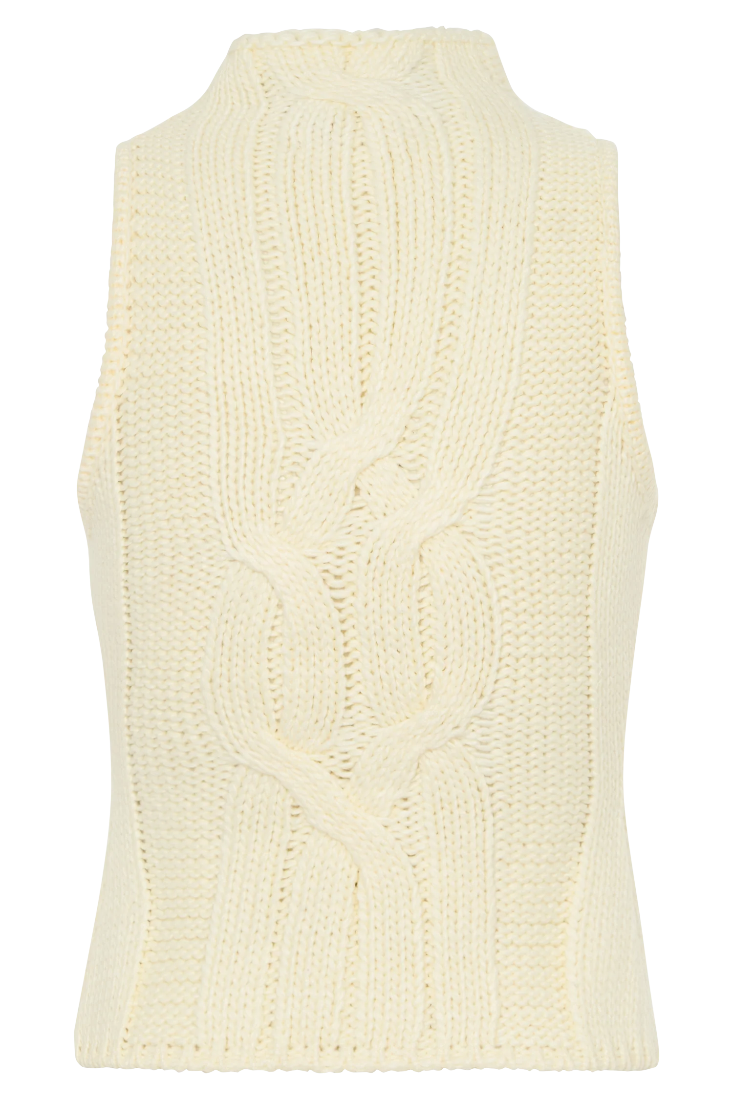 Roberta High Neck Cable Knit Top - Ivory