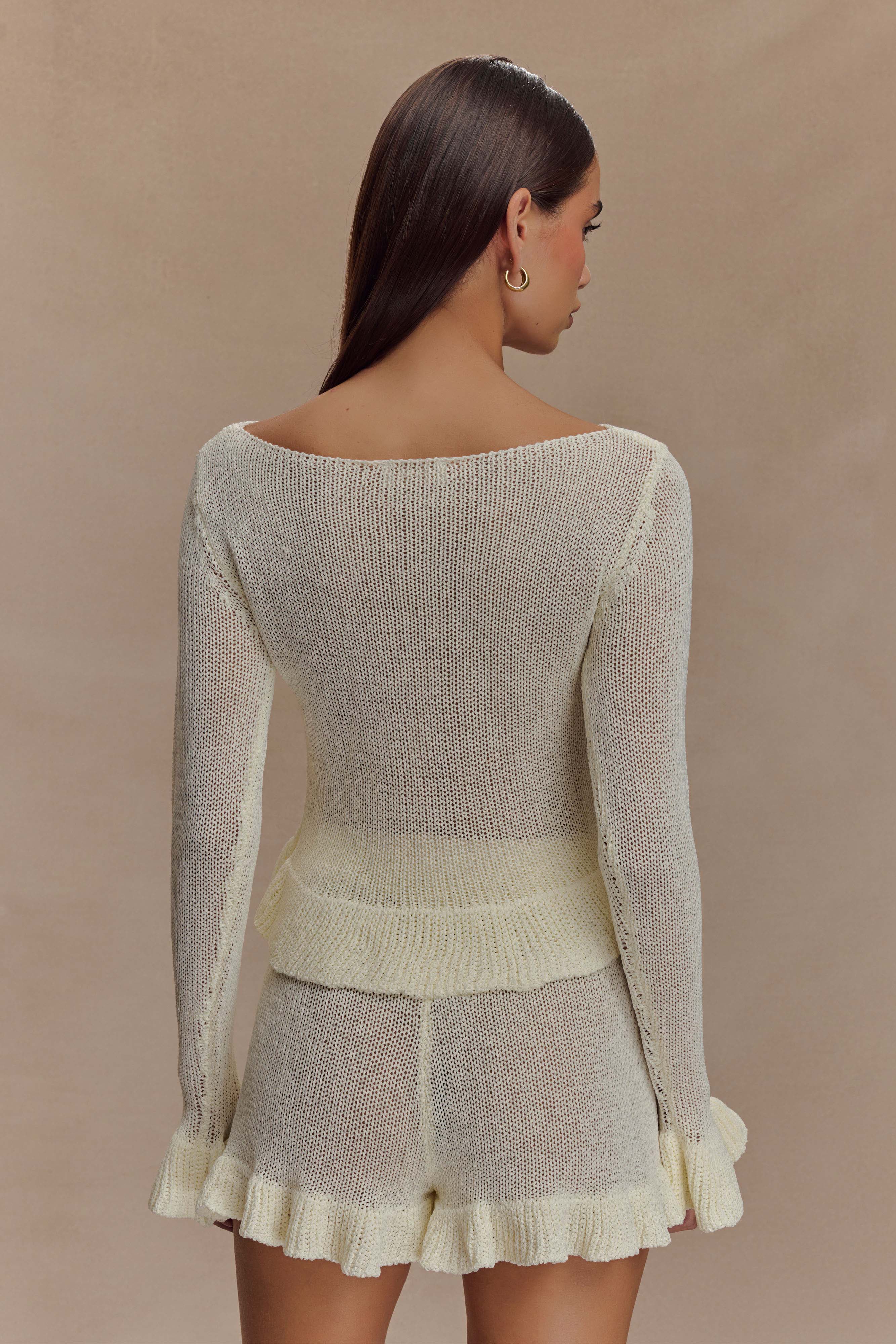 Eleanor Knit Frill Shorts - White
