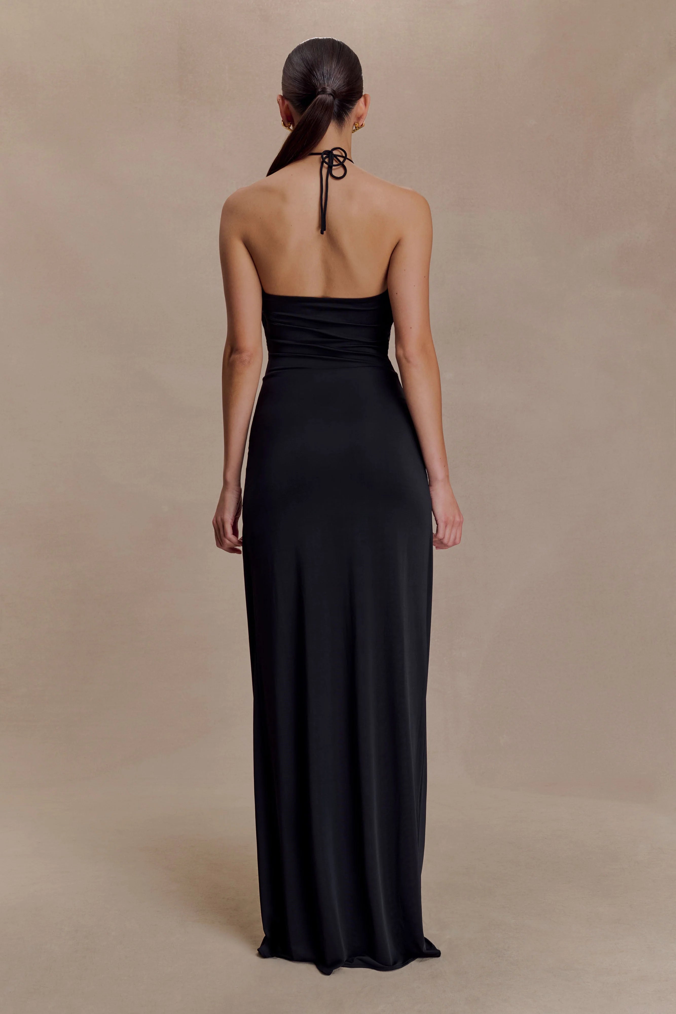 Quincy Halter Maxi Dress With Hardware - Black