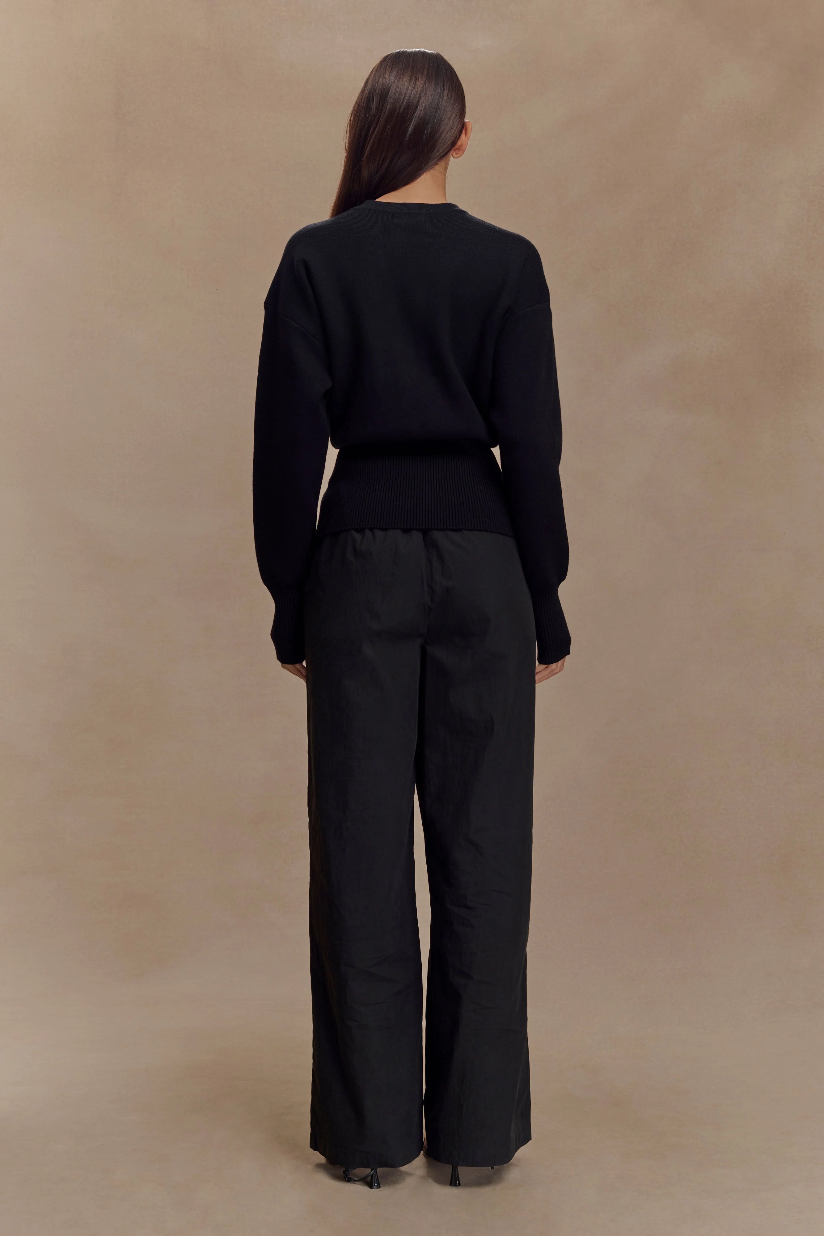 Campbell Cotton Wide Leg Pants - Black