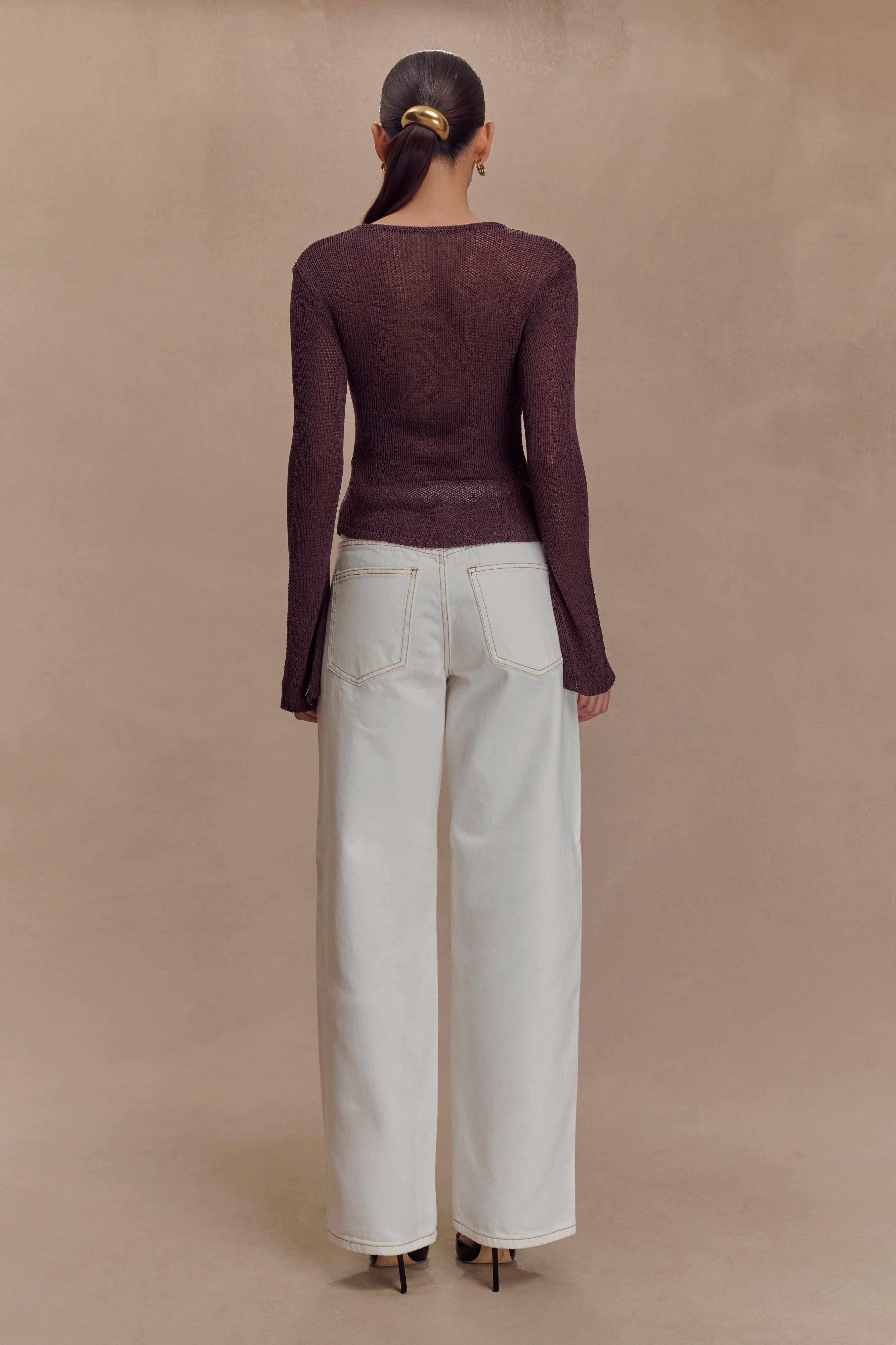 Isabella Long Sleeve Knit Top - Chocolate