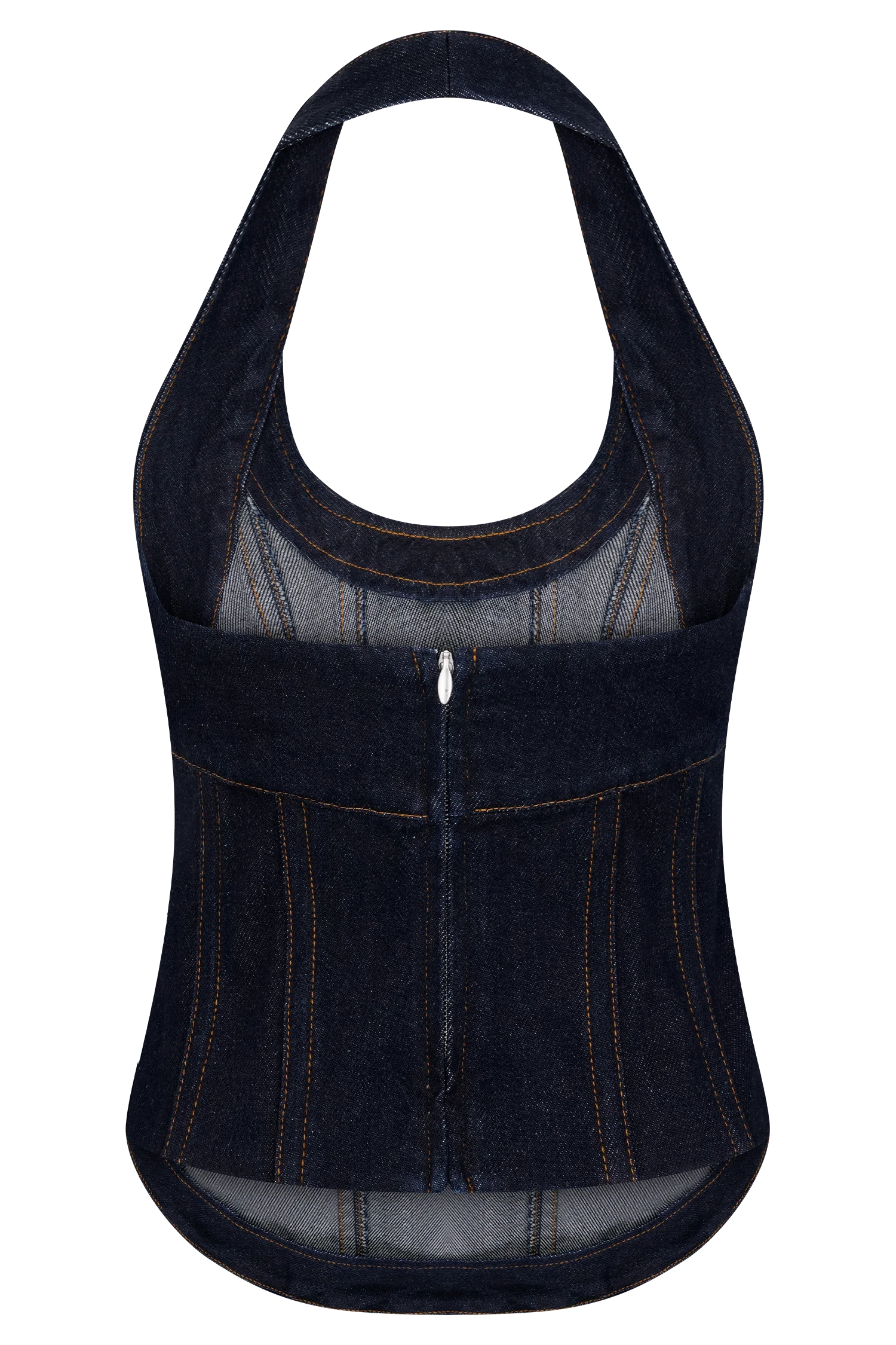 Meadow Denim Corset Halter Top - Indigo Blue