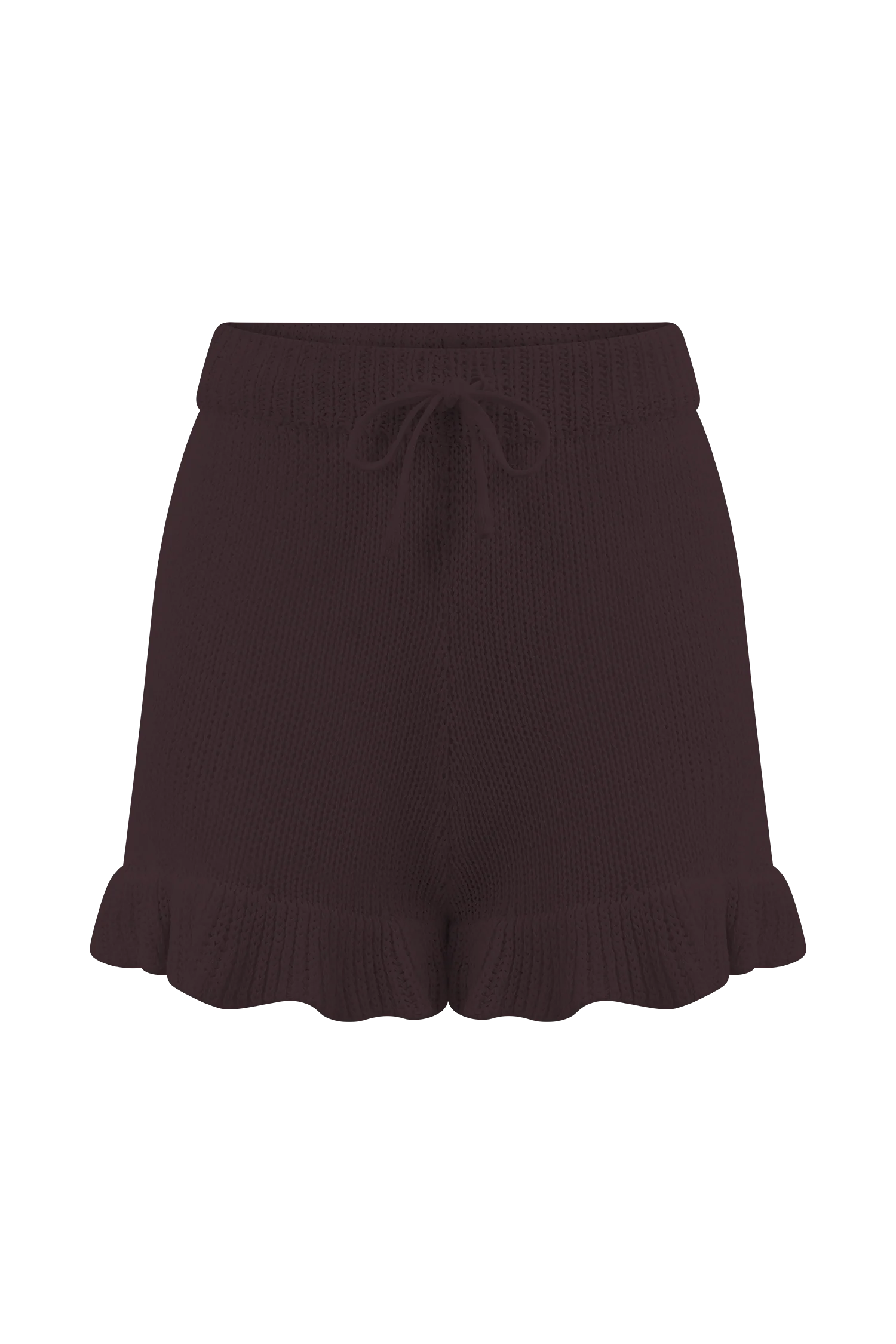Eleanor Knit Frill Shorts - Chocolate
