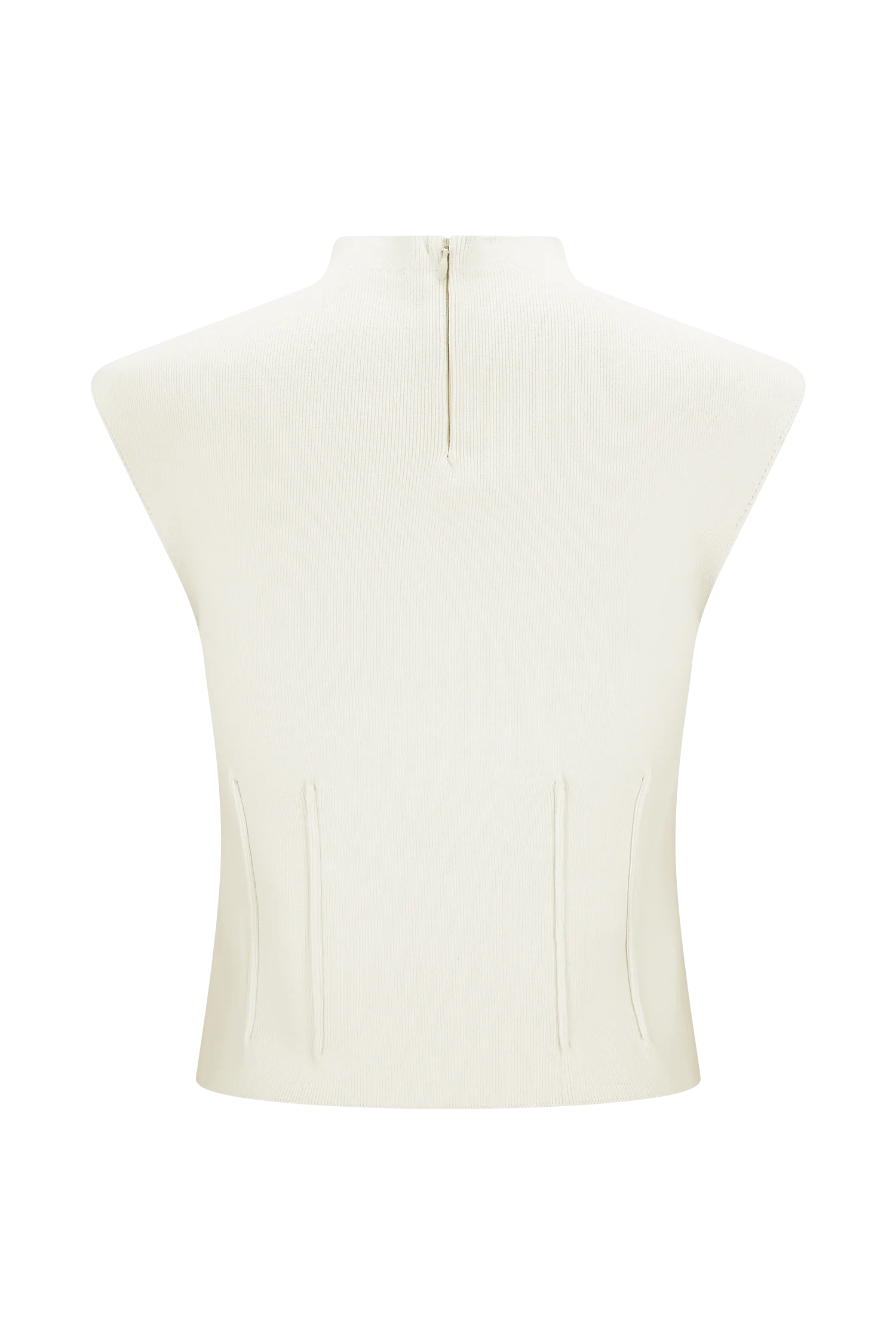 Romaine High Neck Bandage Knit Top - Ivory