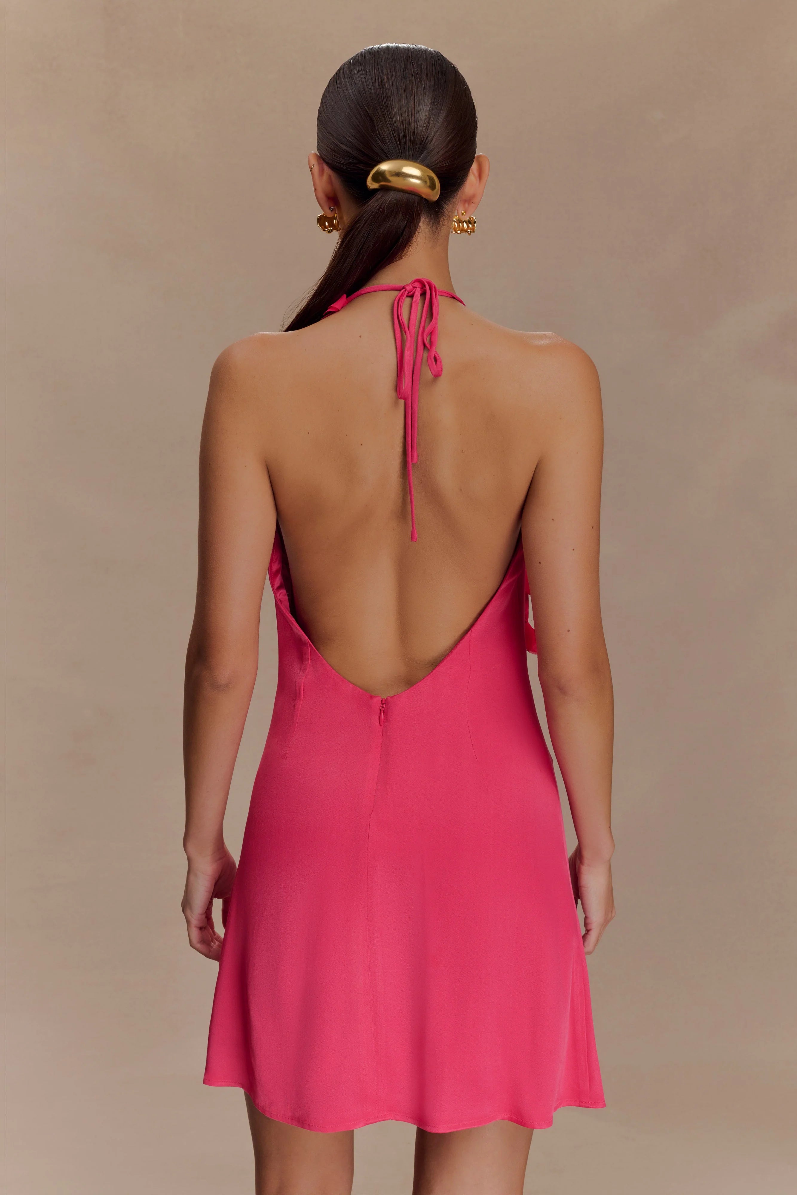 Gwenda Satin Floral Mini Dress - Dragonfruit