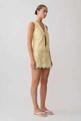 Tessa Broderie Mini Skirt - Lemon