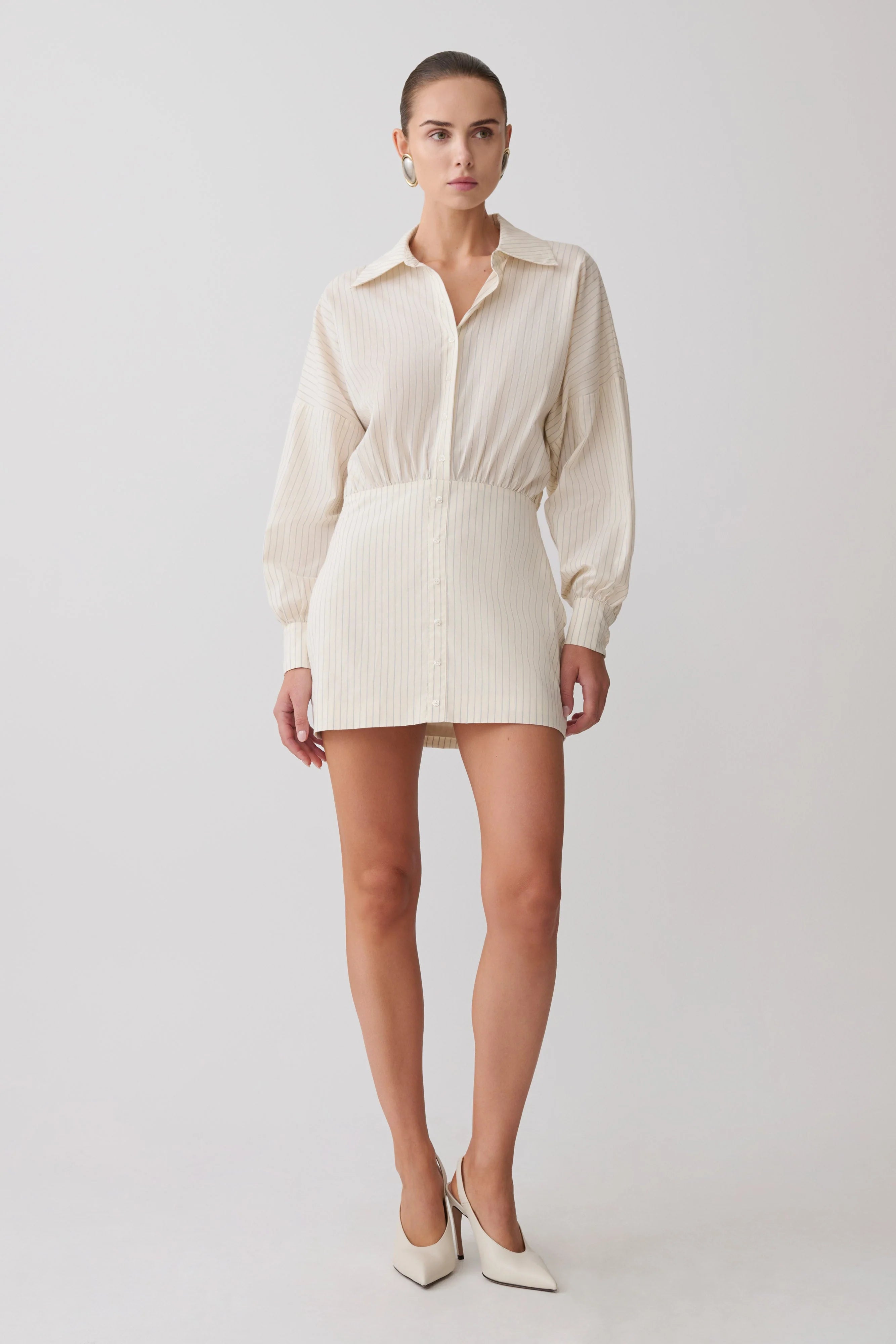Ivy Oversize Shirt Mini Dress - Stripe