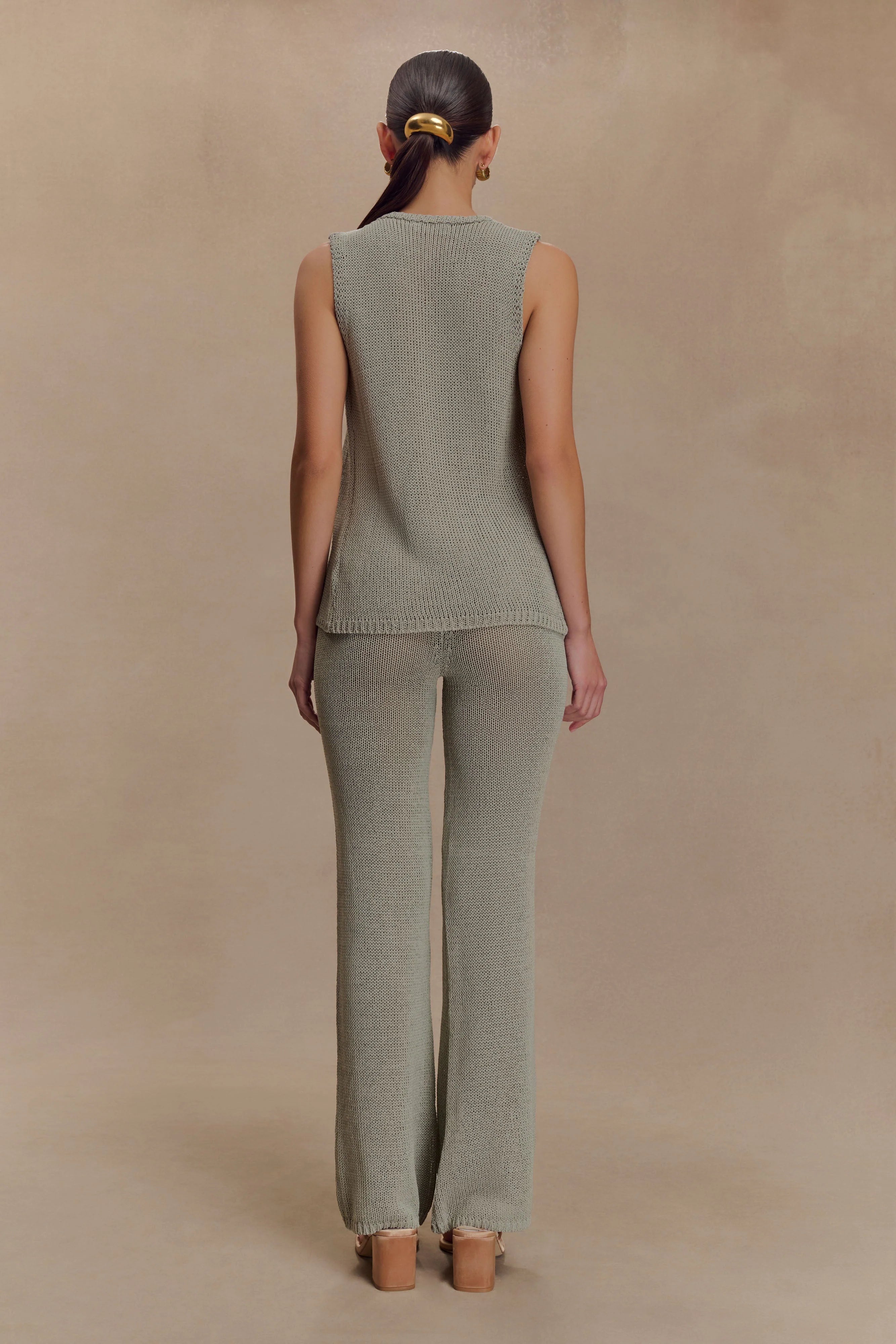 Malani Knit Top With Hardware - Sage