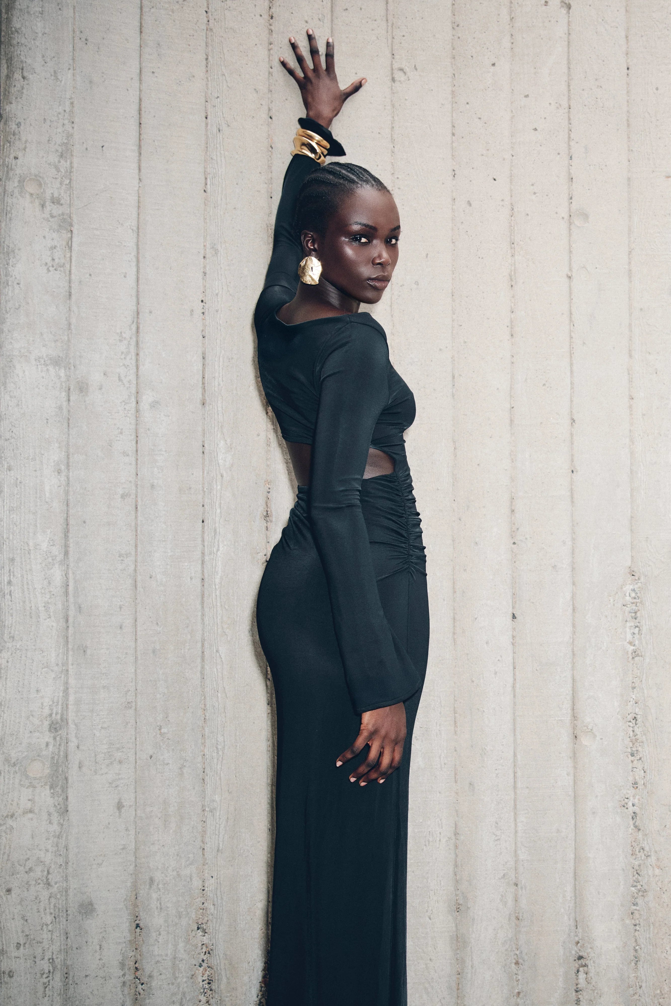 Vienna Slinky Cut Out Maxi Dress - Black