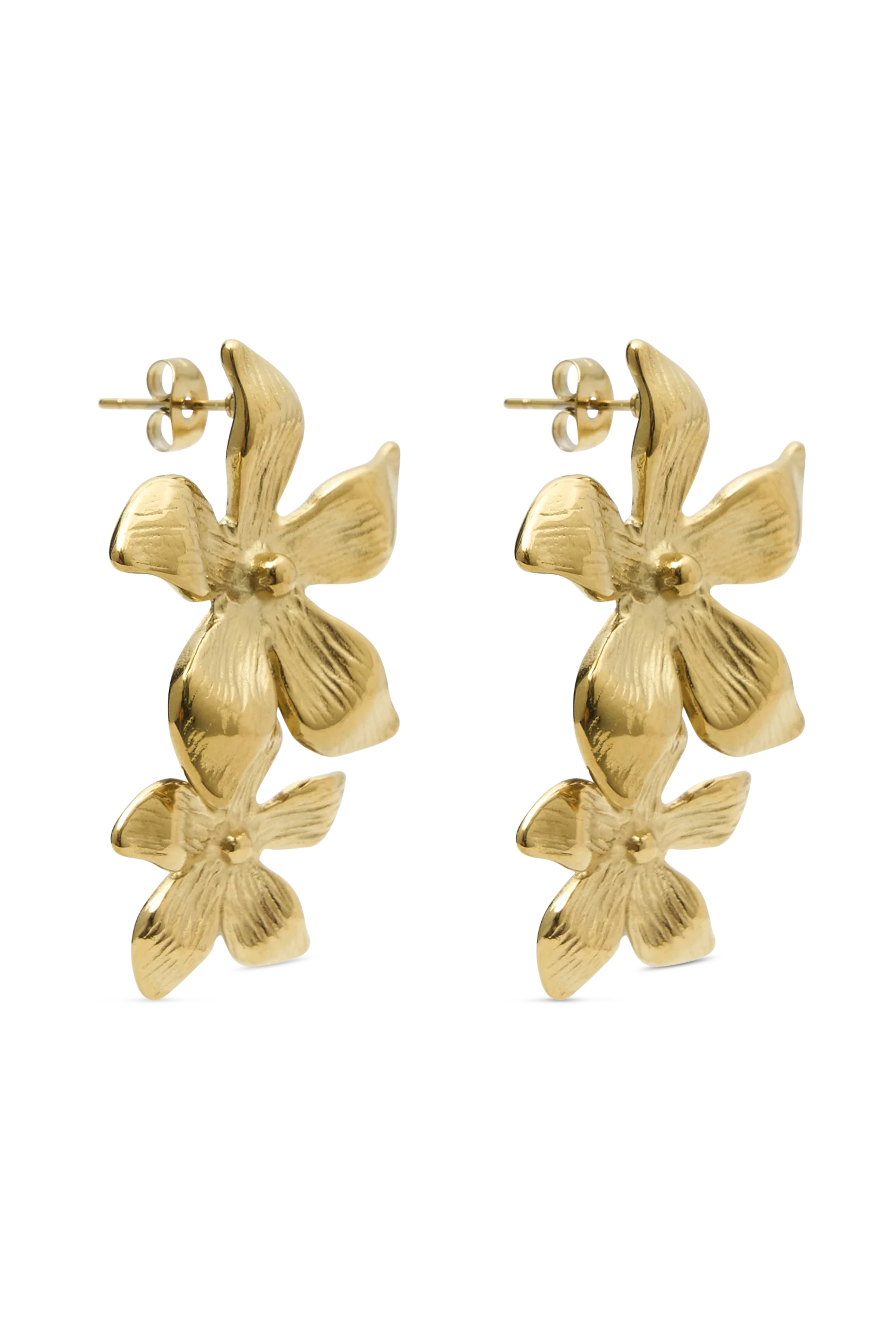 Infatuated Drop Flower Earrings - Gold