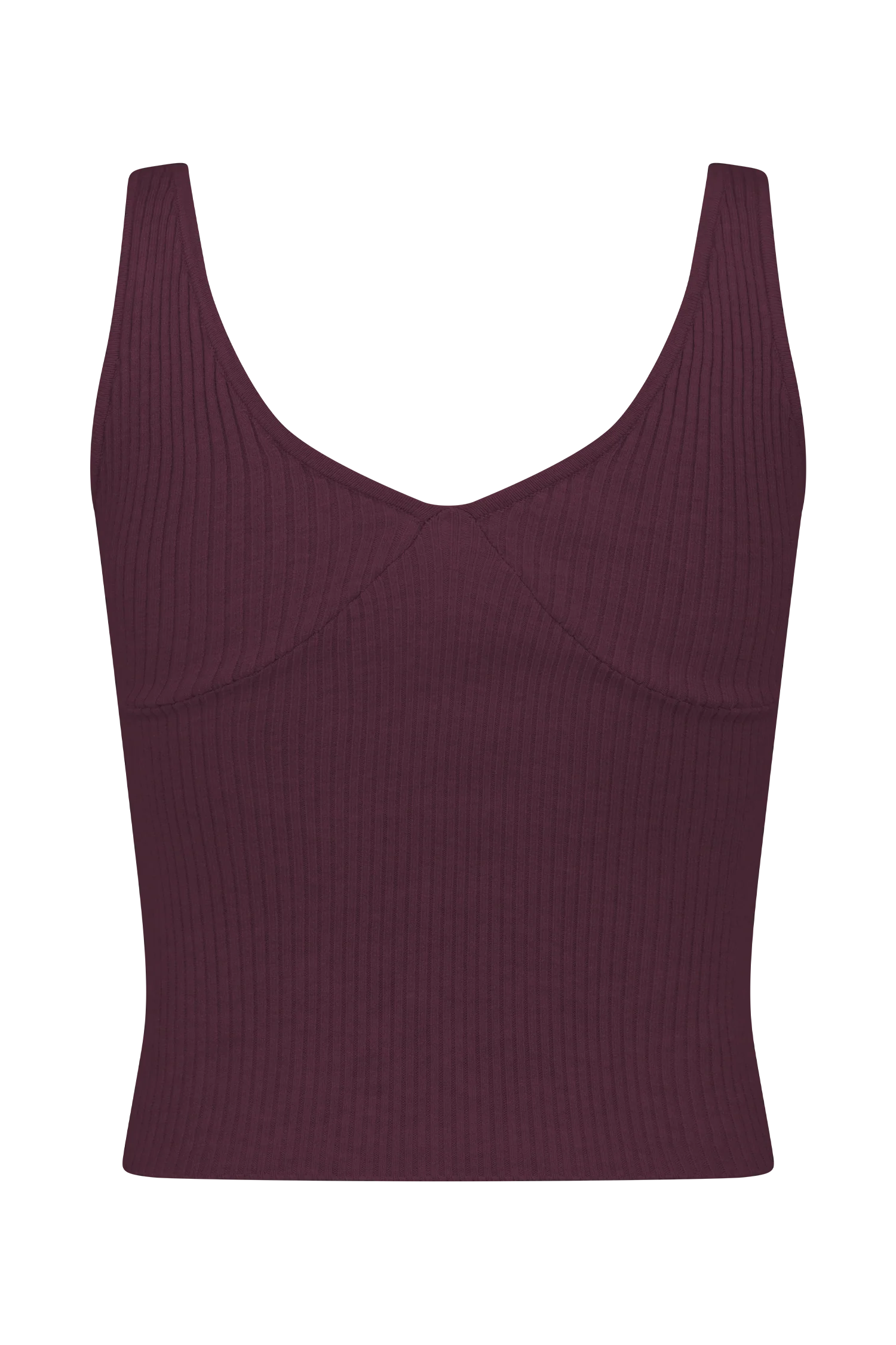 Natalya Ribbed Knit Cami Top - Merlot