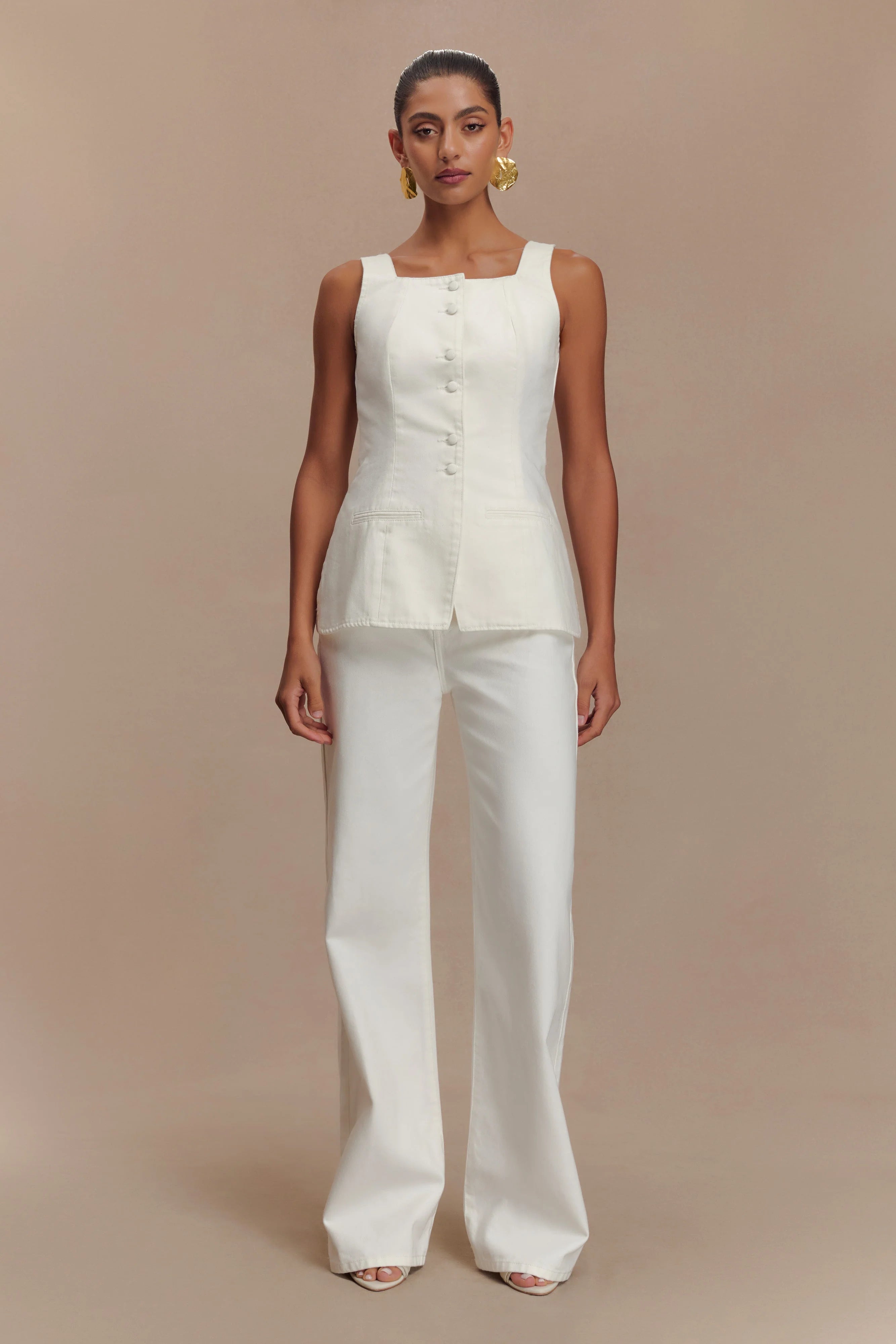 Caitlin Mid Rise Denim Jeans - White