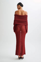 Marisol Off Shoulder Boucle Maxi Dress - Plum