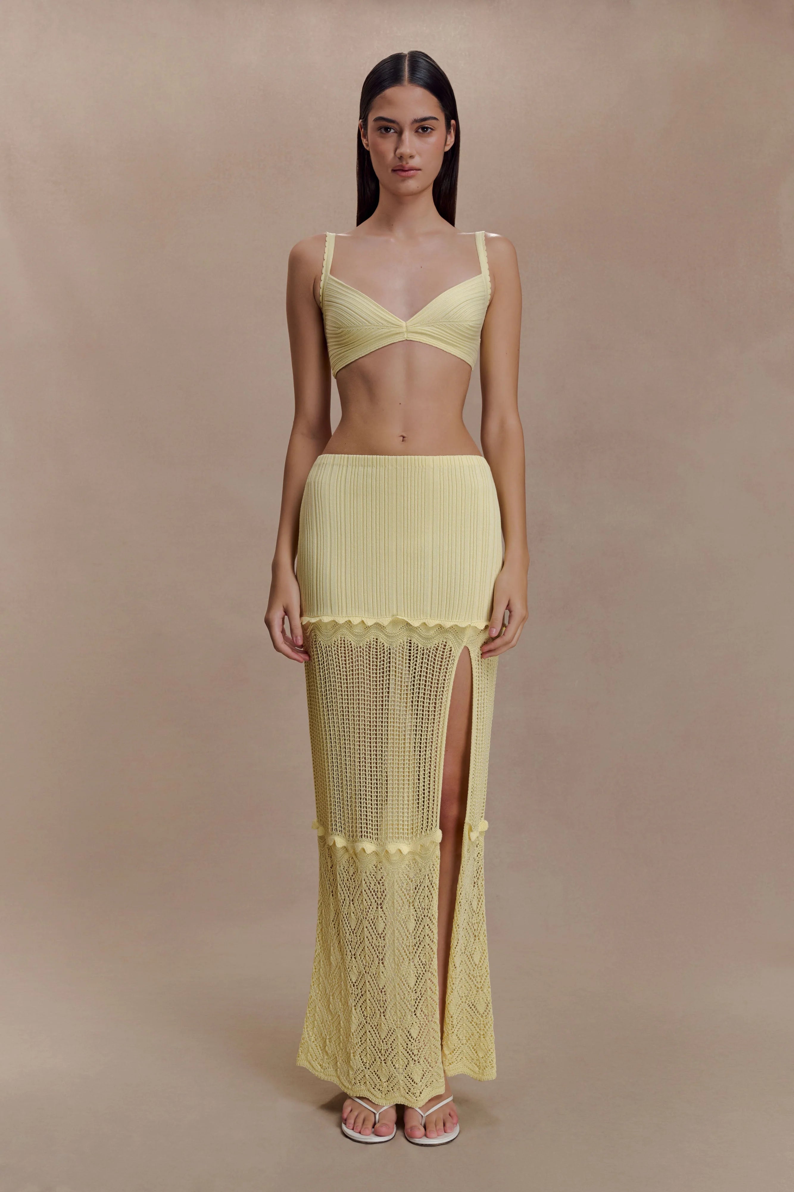Coleene Pointelle Knit Top - Lemon