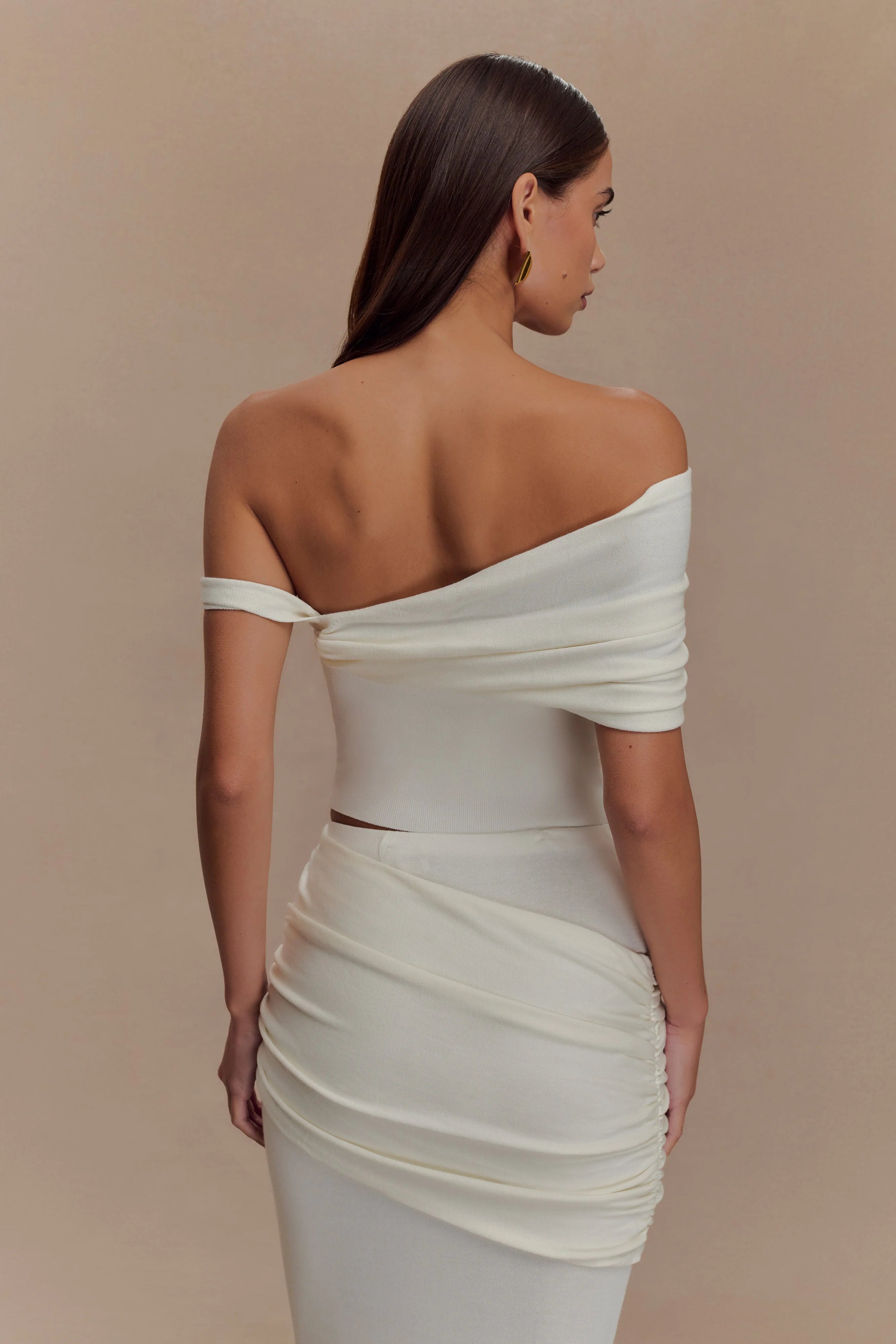 Irene Gathered Knit Top - Ivory