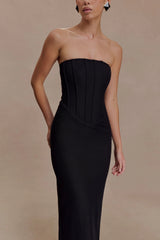 Gemma Strapless Mesh Maxi Dress - Black