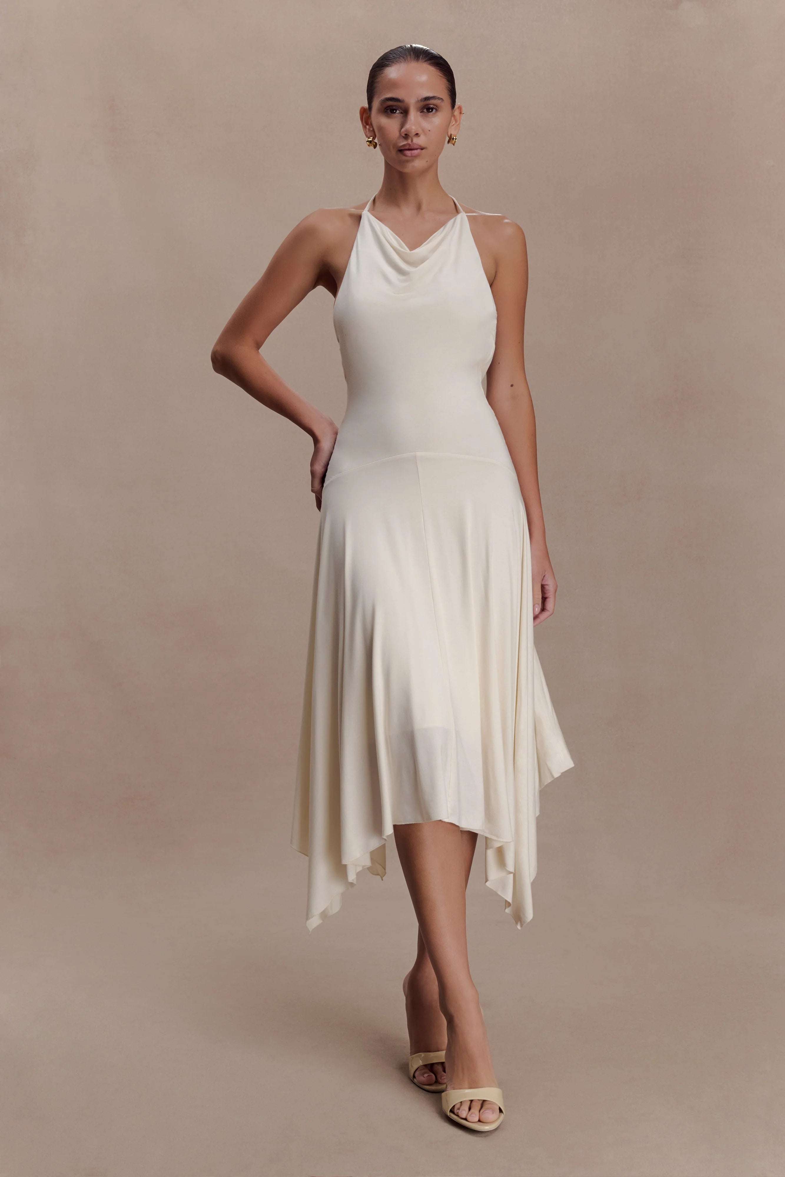 Sylvie Modal Hankie Midi Dress - Ivory
