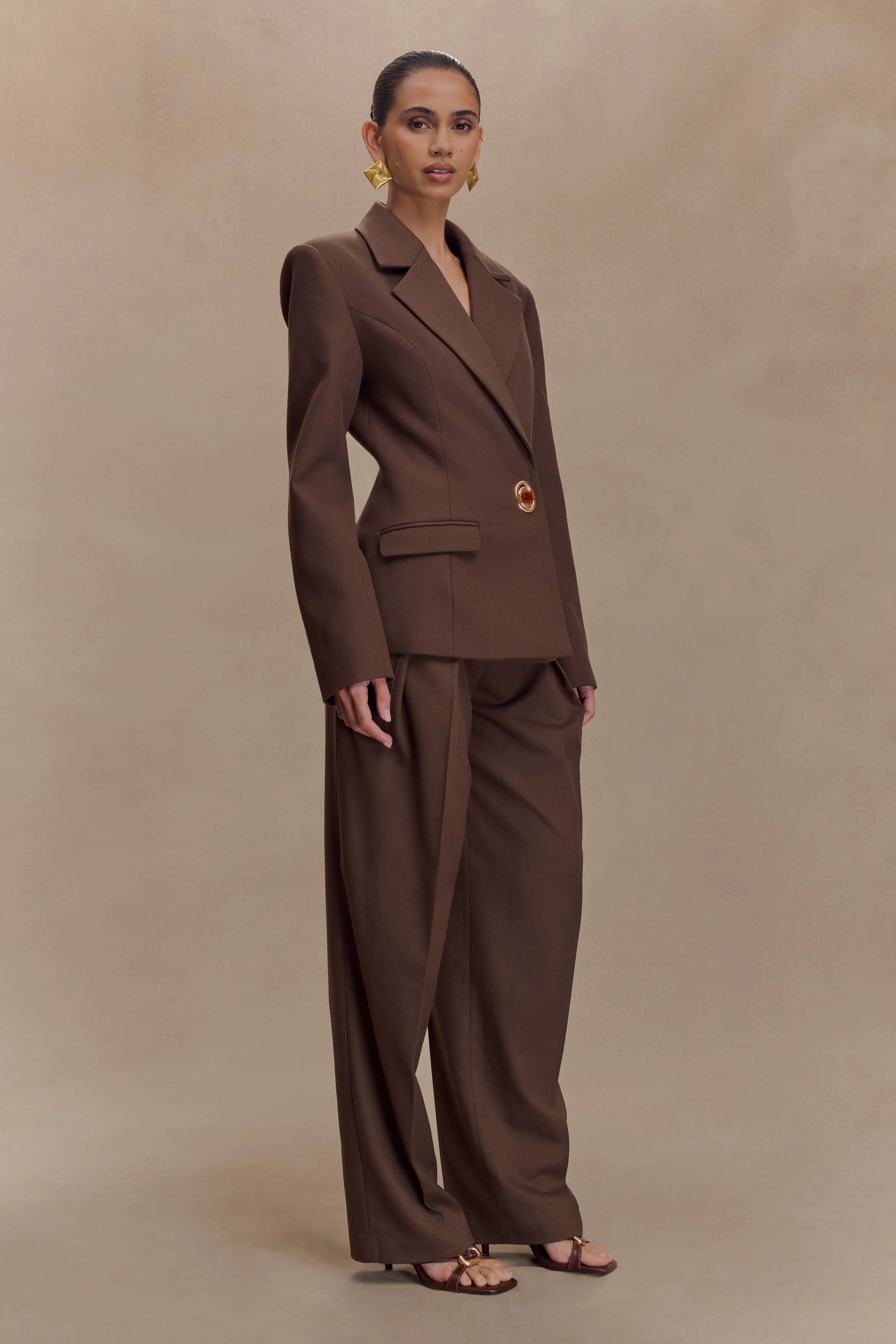 Max Cinched Waist Blazer - Chocolate