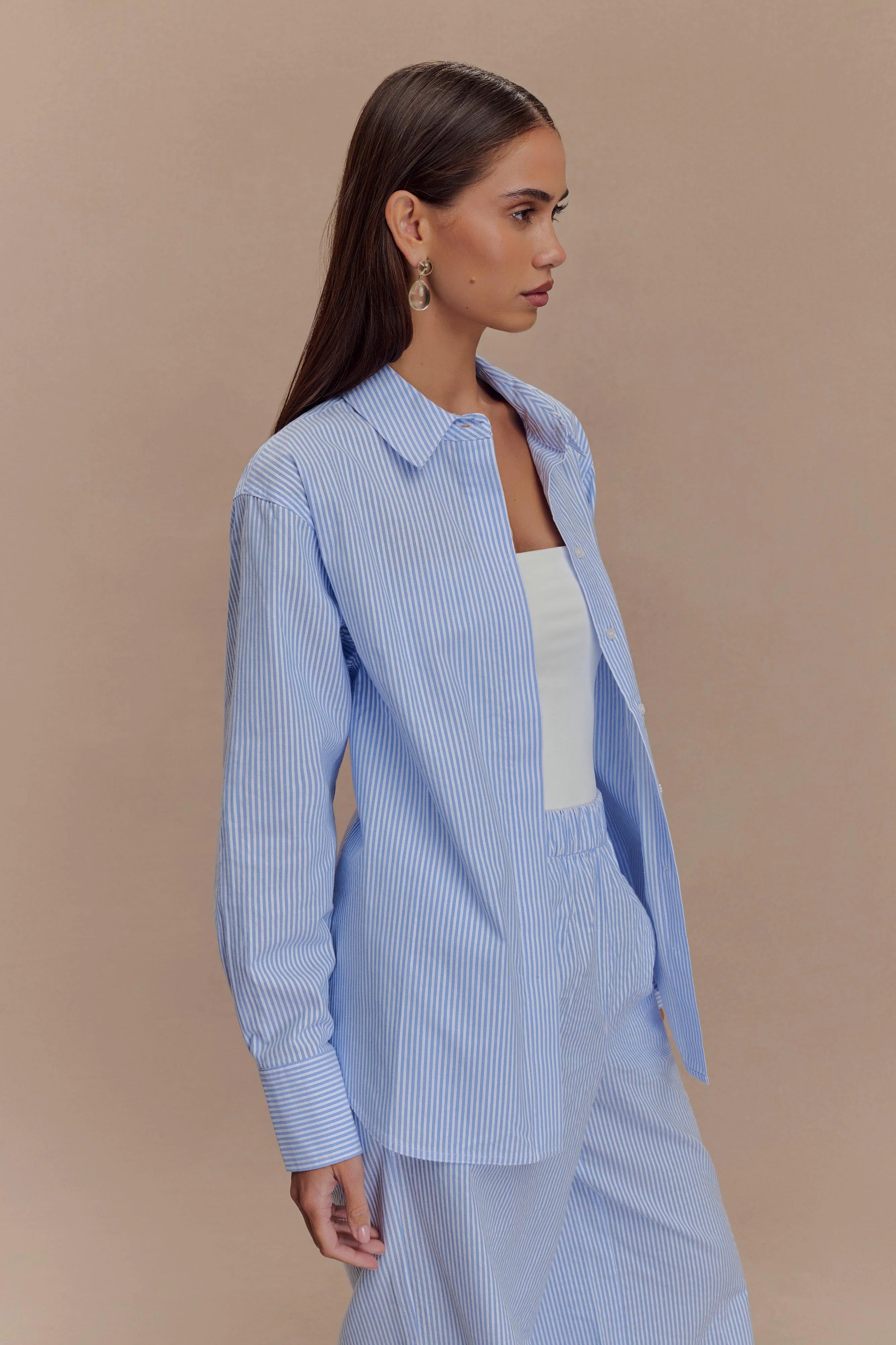 Hansen Oversized Shirt - Blue Pinstripe