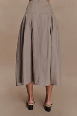 Mae A-Line Midi Skirt - Pebble Brown