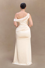 Dalia Off Shoulder Satin Maxi Dress - Blush Gold