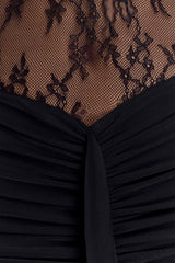 Bonnie Slinky And Lace Maxi Dress - Black