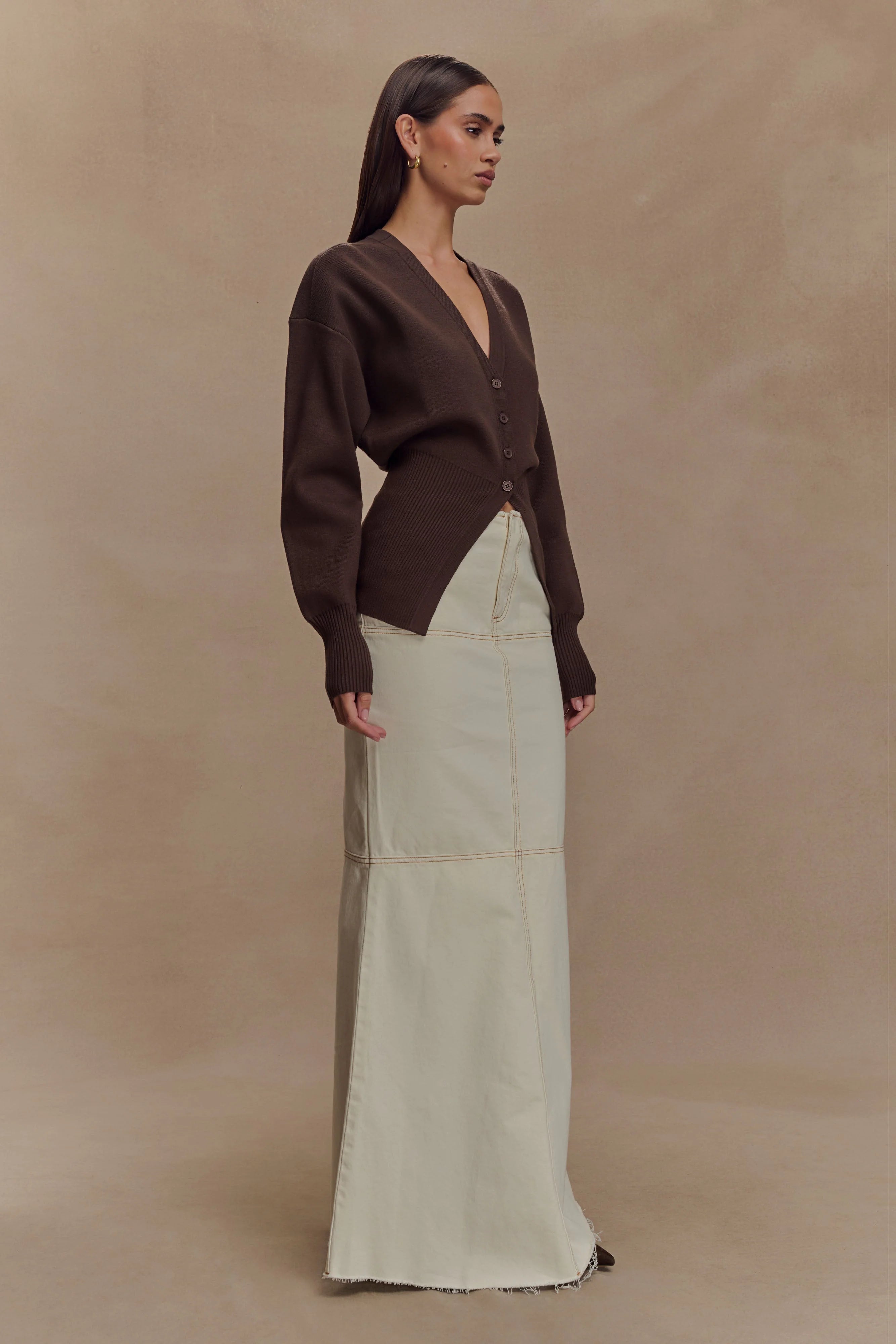 Alexia Buttoned Oversized Cardigan - Dark Chocolate