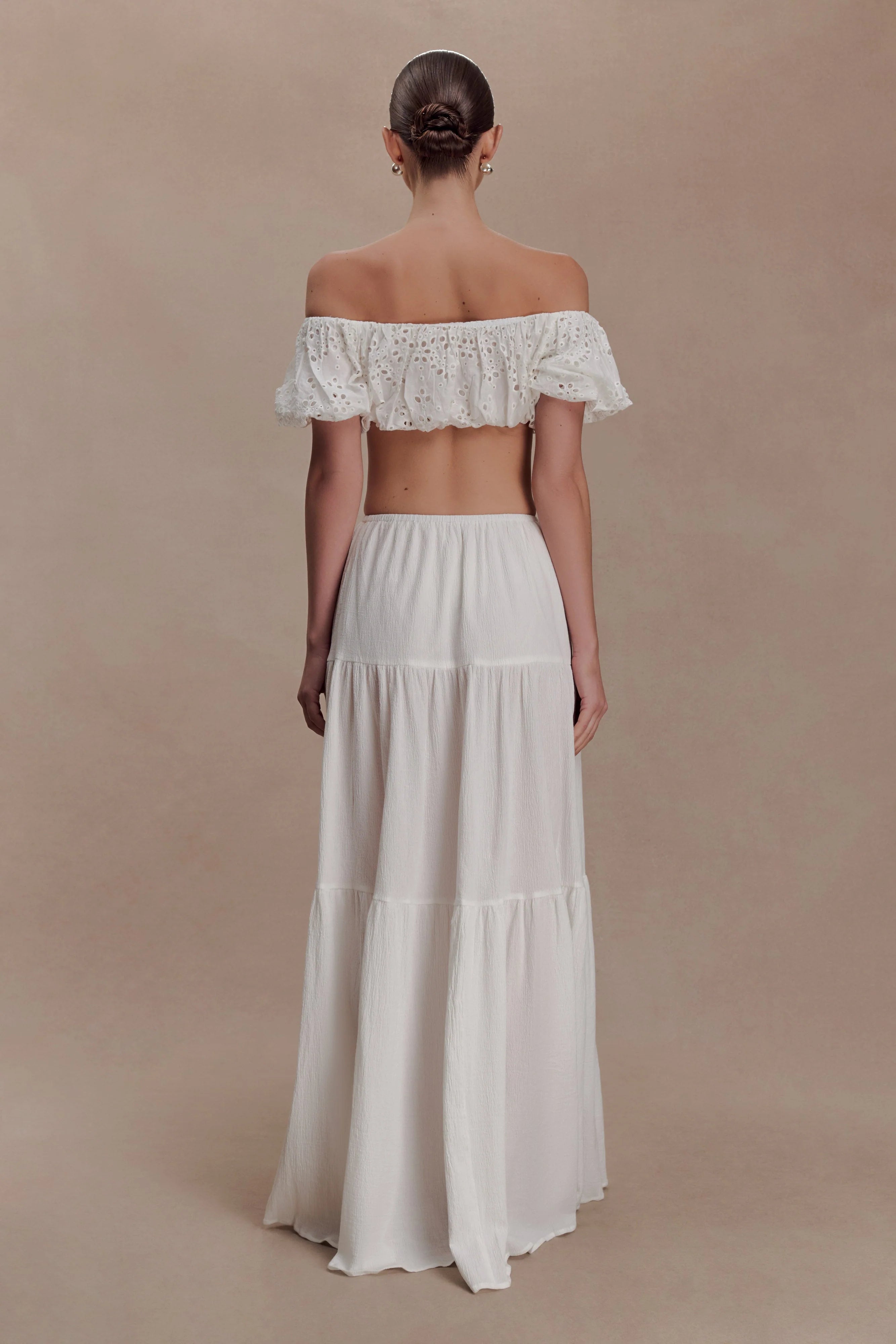 Autumn Off Shoulder Broderie Top - White