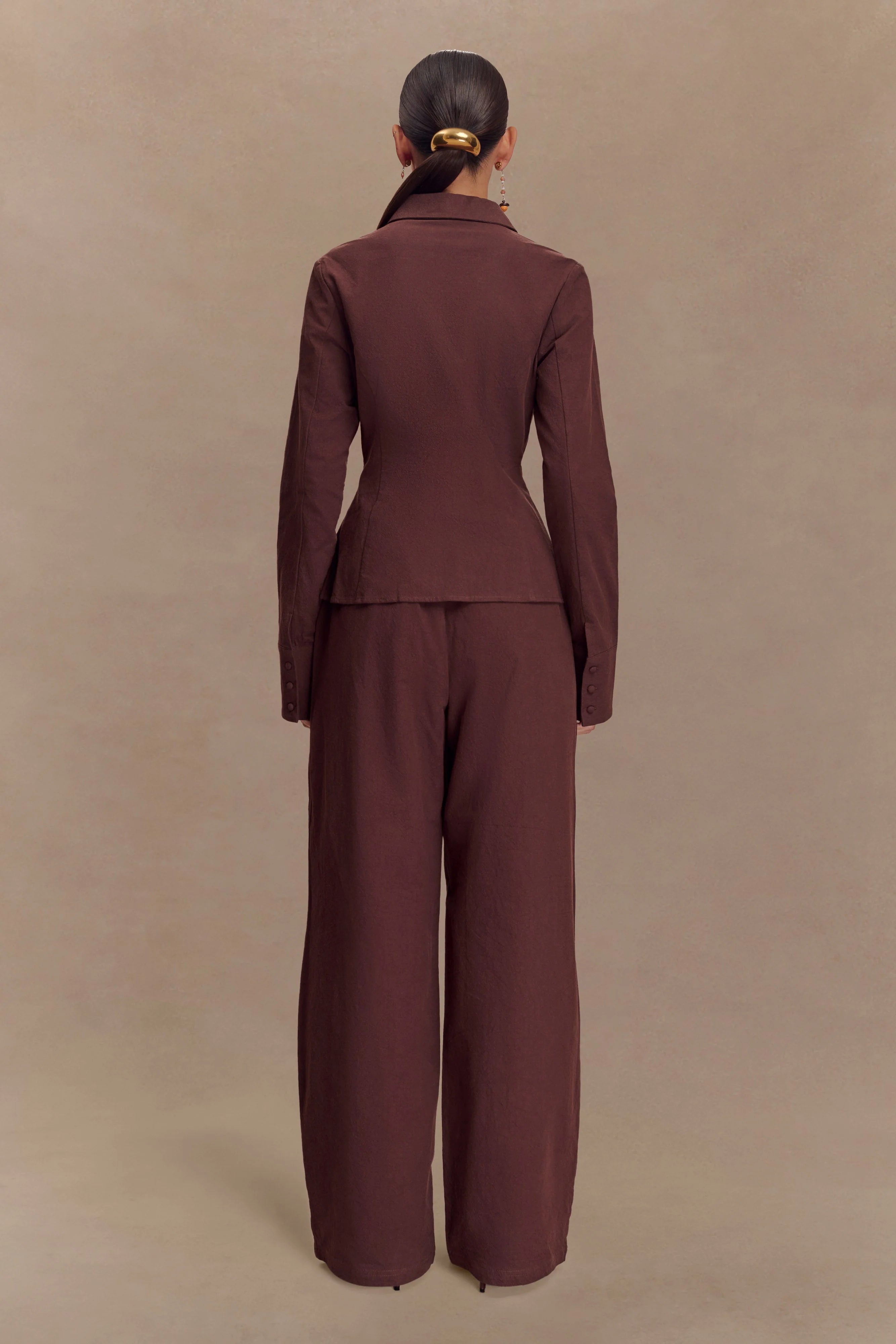 Annalee Cotton Beaded Tie Shirt - Dark Espresso