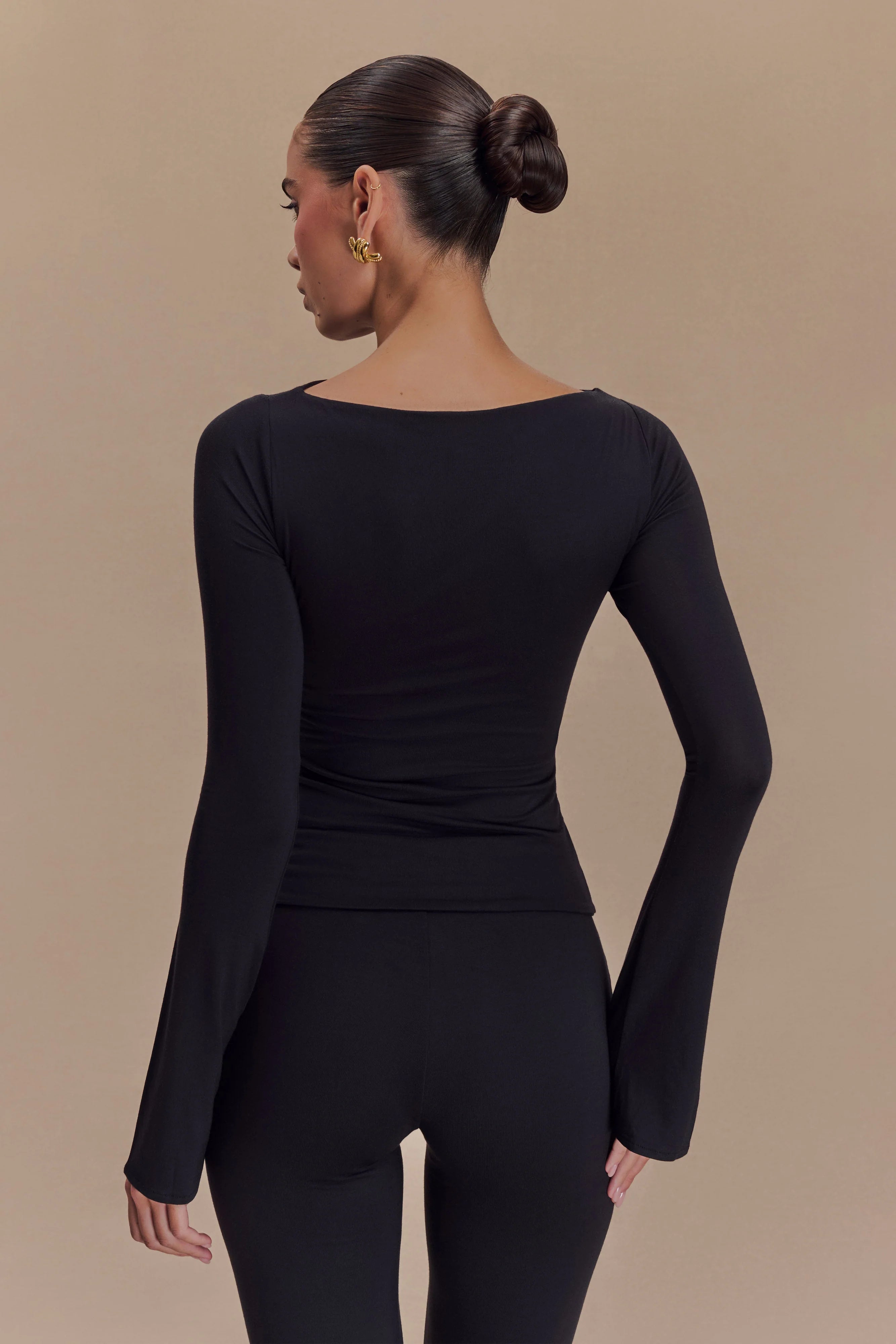Preston Modal Long Sleeve Top - Black