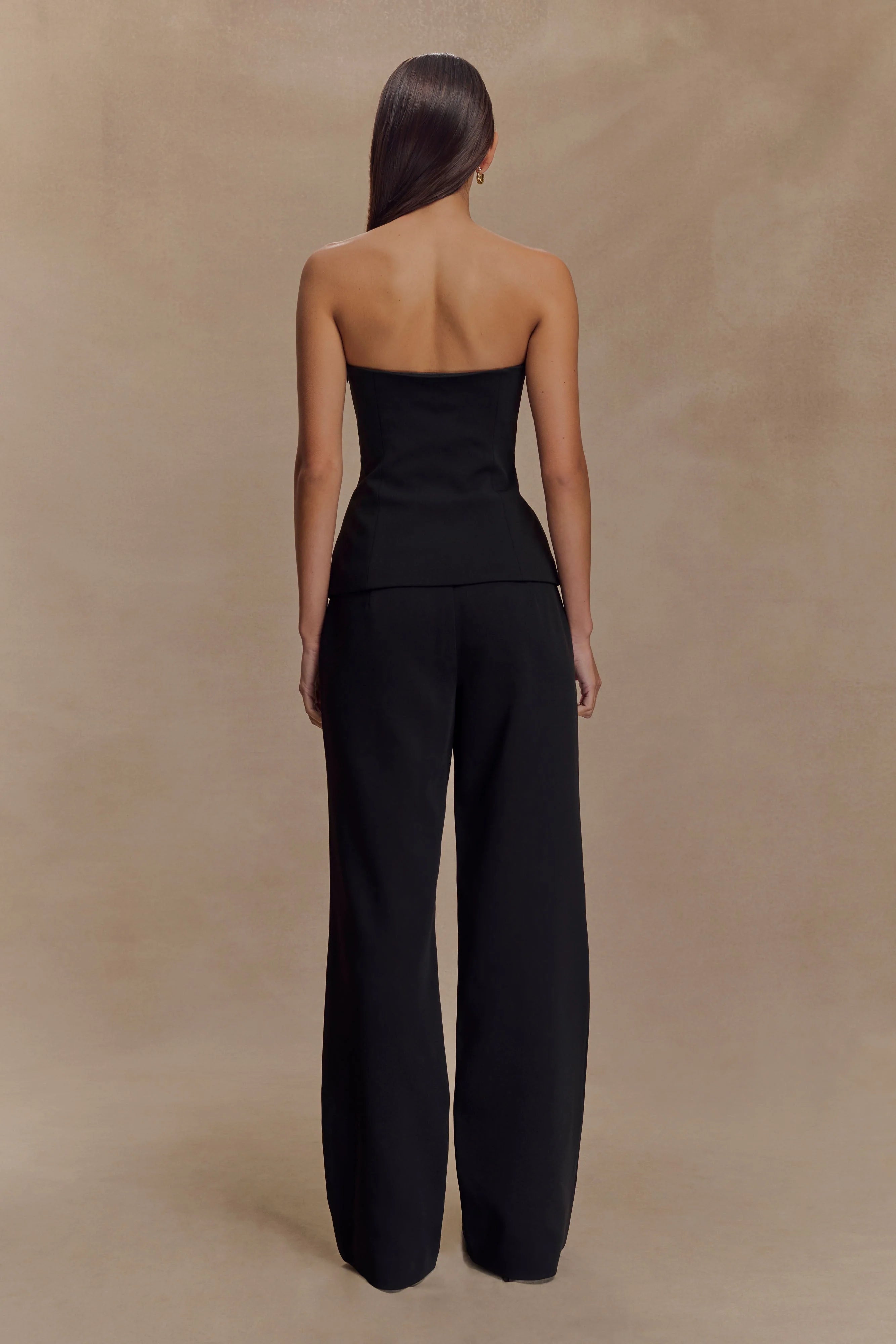 Lindie Strapless Suiting Top - Black