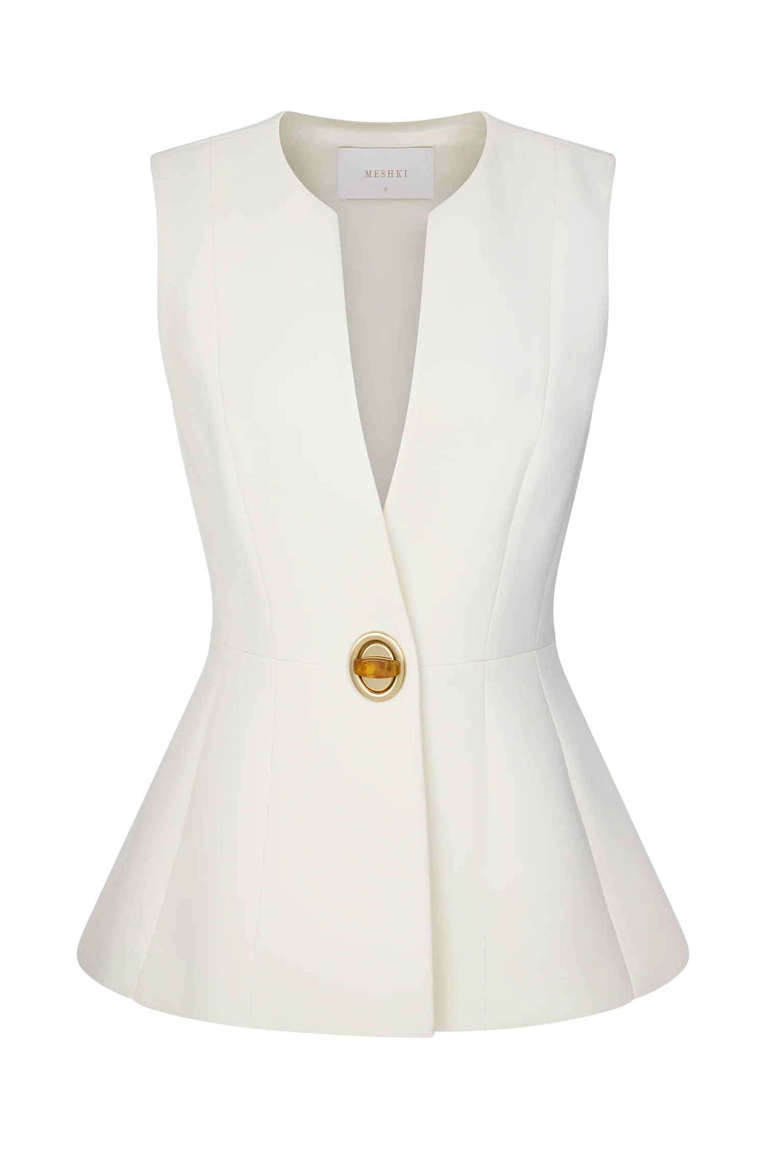 Angelie Suiting Vest Top - Ivory