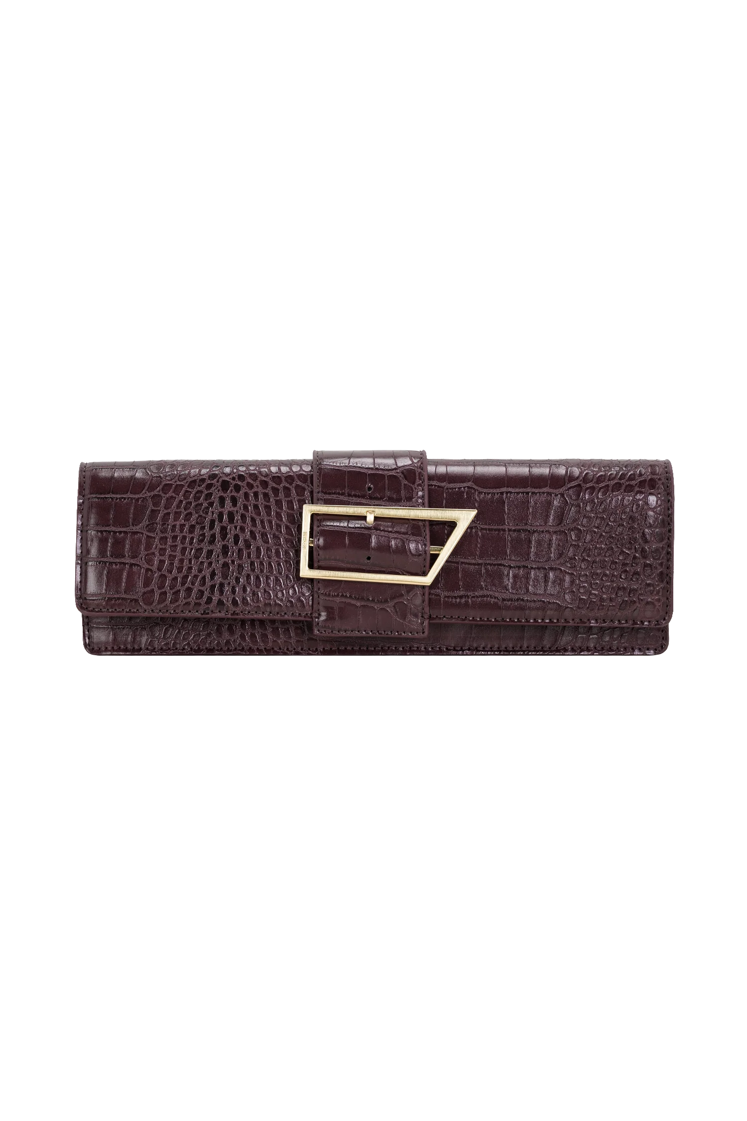Jessica Faux Leather Crocodile Clutch - Burgundy