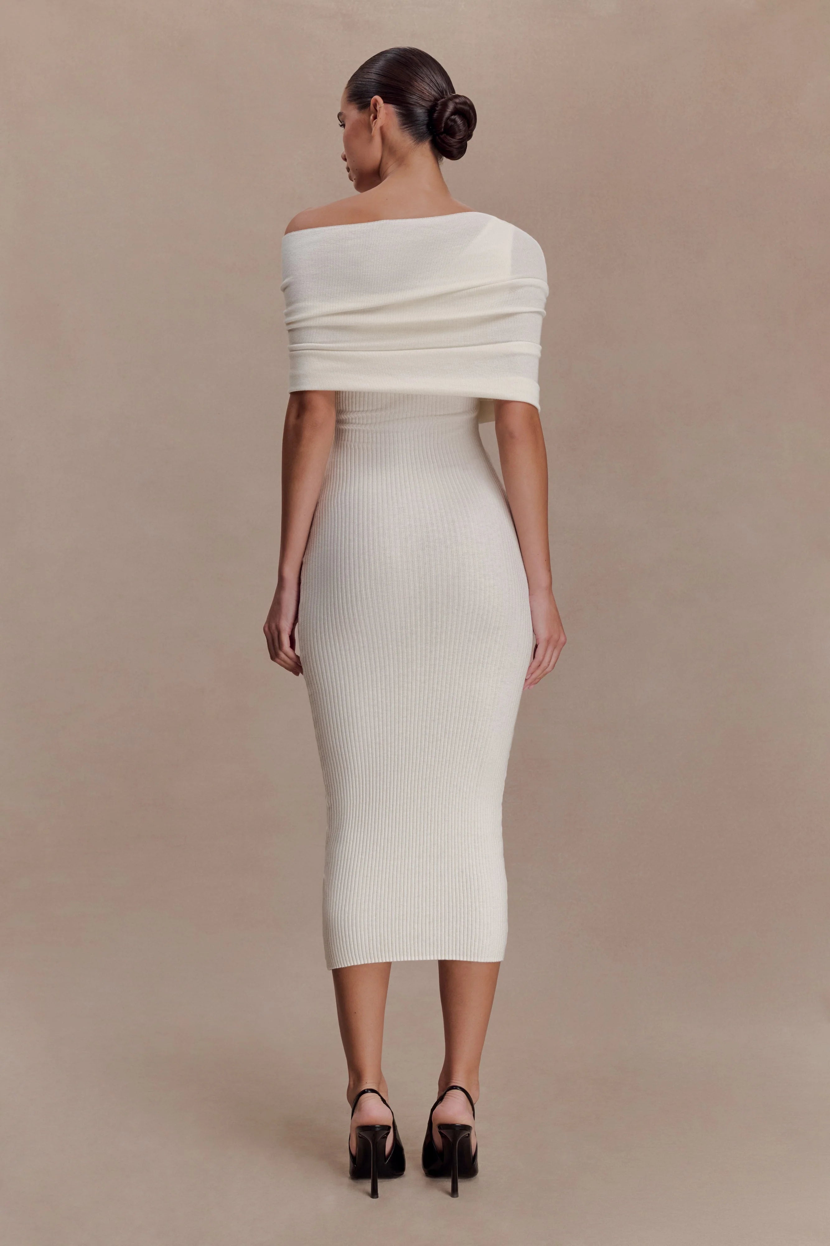 Zandie Cashmere Blend Knit Midi Dress - Ivory