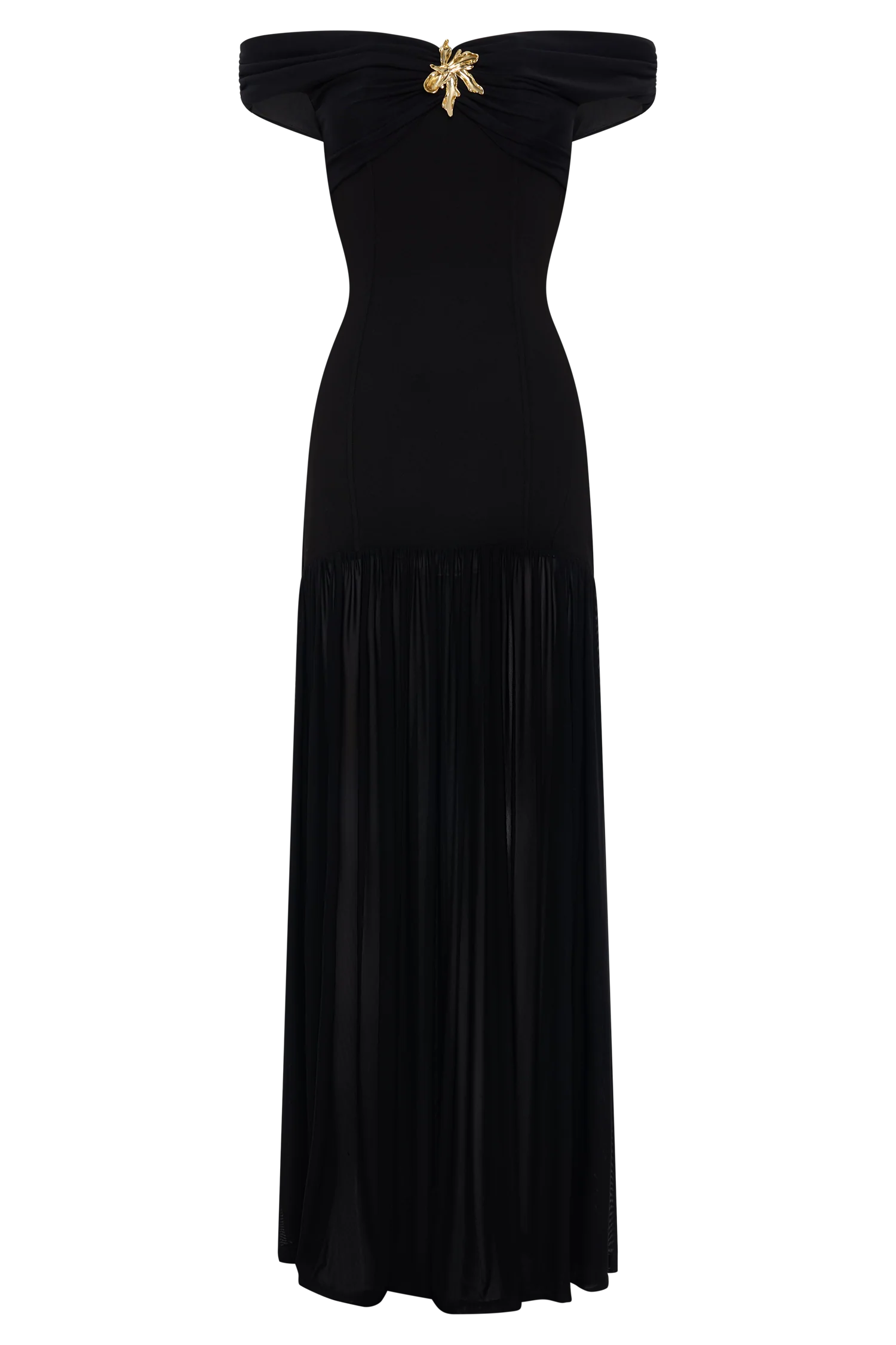 Kellie Off Shoulder Crepe Maxi Dress - Black