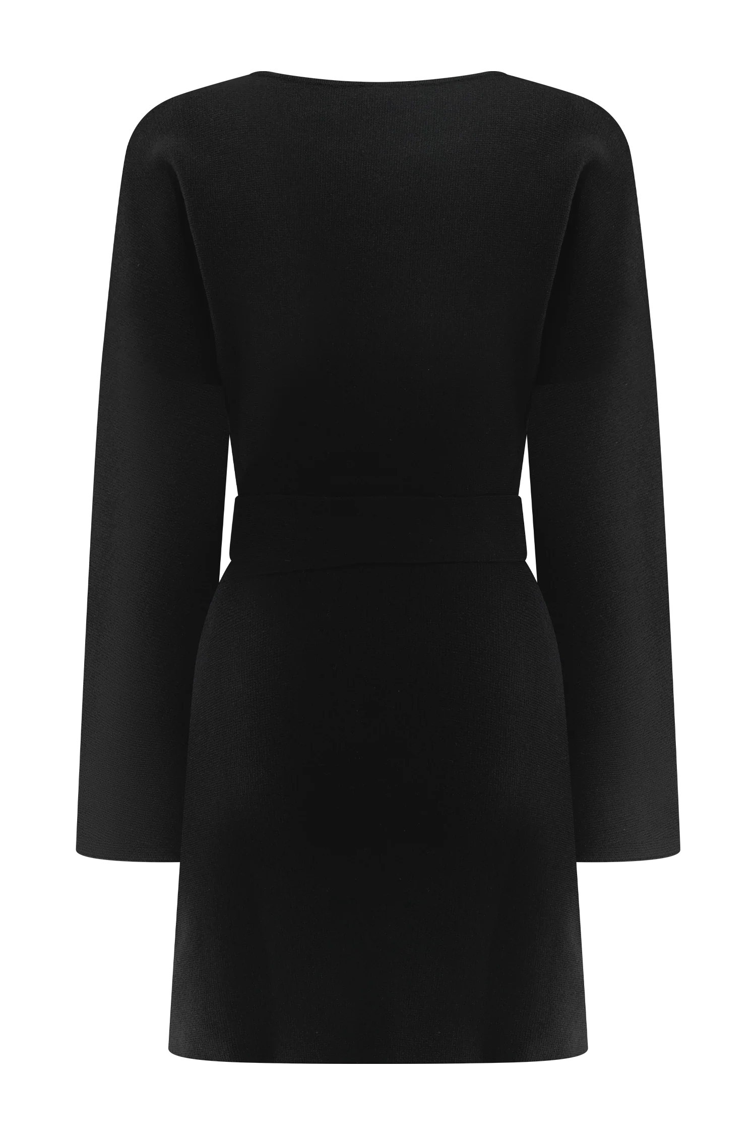 Kassie Belt Tie Knit Mini Dress - Black